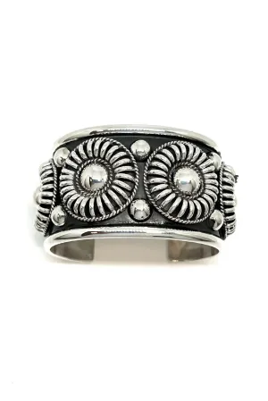 Thomas Charley Sterling Silver Water Bead Cuff Bracelet (Wide)