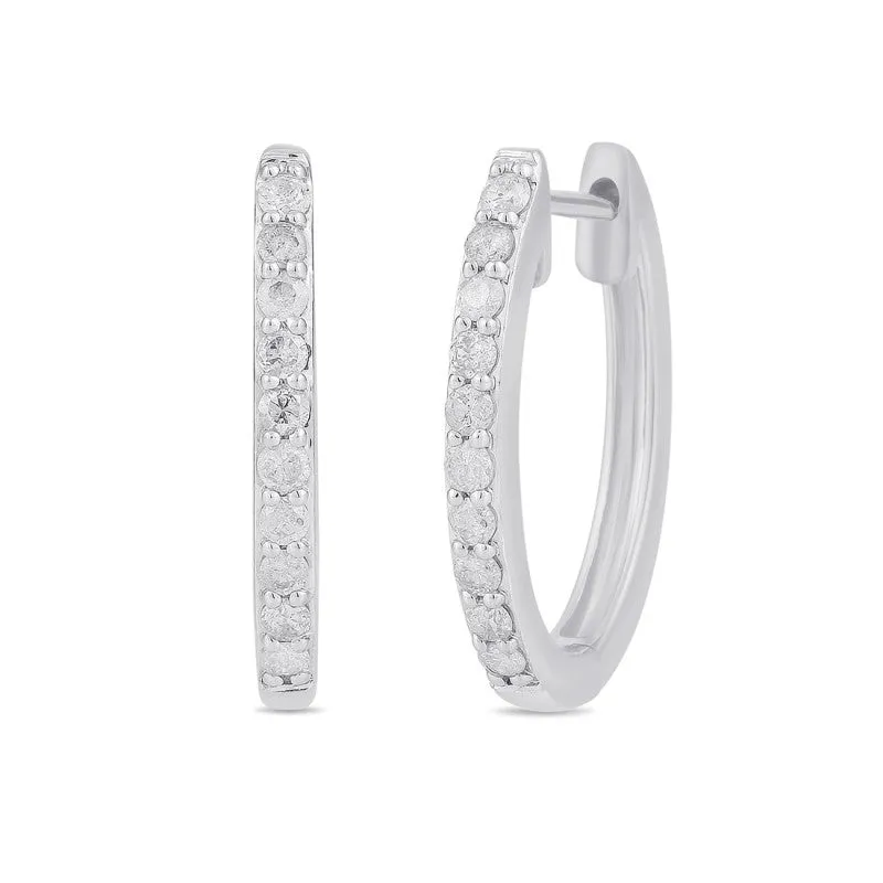 Tia Hoop Earrings with 1/4ct of Diamonds in 9ct White Gold