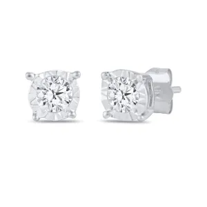 Tia Miracle Diamond Stud Earrings in 9ct White Gold