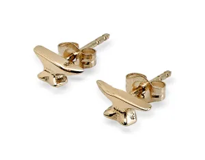 Tiny Anvil Earrings, 14k Gold