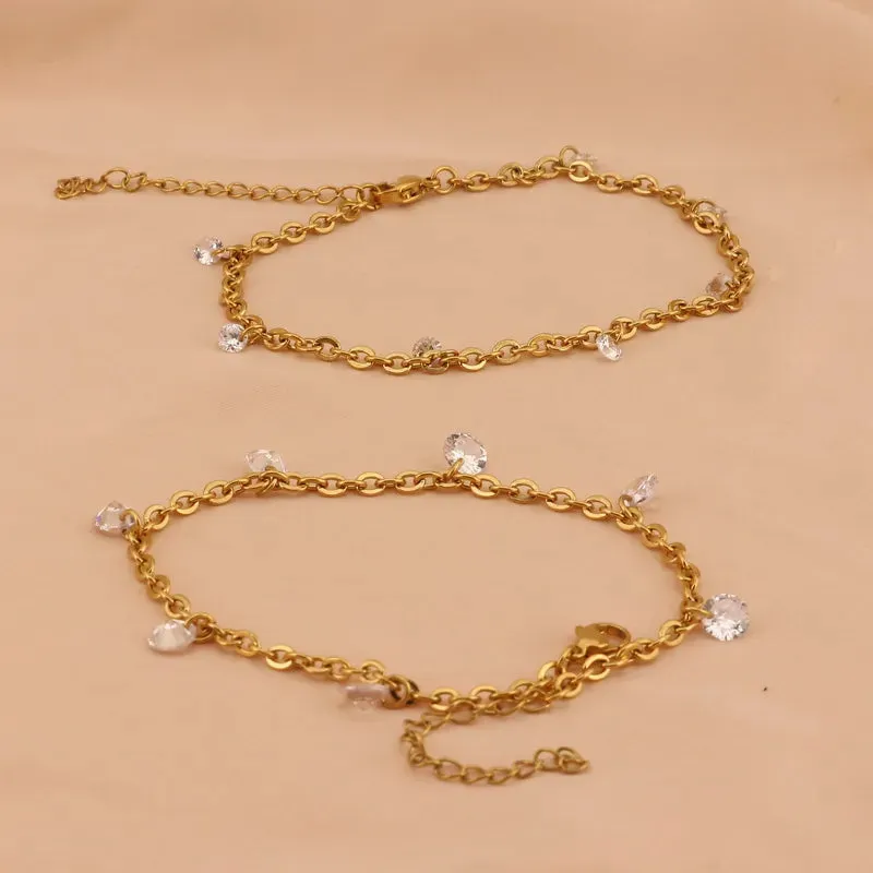 Titanium Steel 18K Gold Plated Casual Vacation Classic Style Plating Inlay Round Palm Rhinestones Pendant Necklace