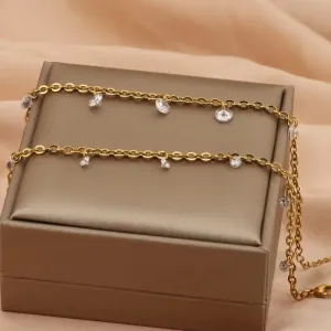 Titanium Steel 18K Gold Plated Casual Vacation Classic Style Plating Inlay Round Palm Rhinestones Pendant Necklace