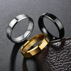 Titanium Steel Men's Wedding Black, Silver & Gold Wedding Bands