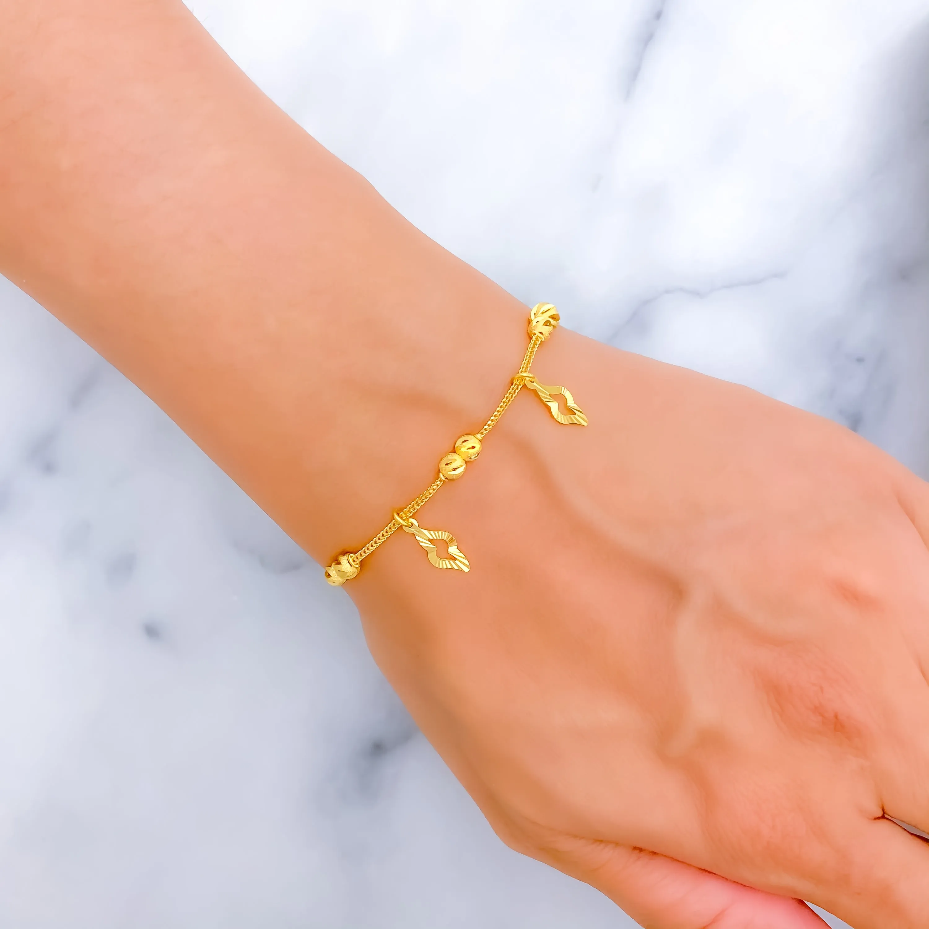 Trendy Stylish 22k Gold Charm Bracelet