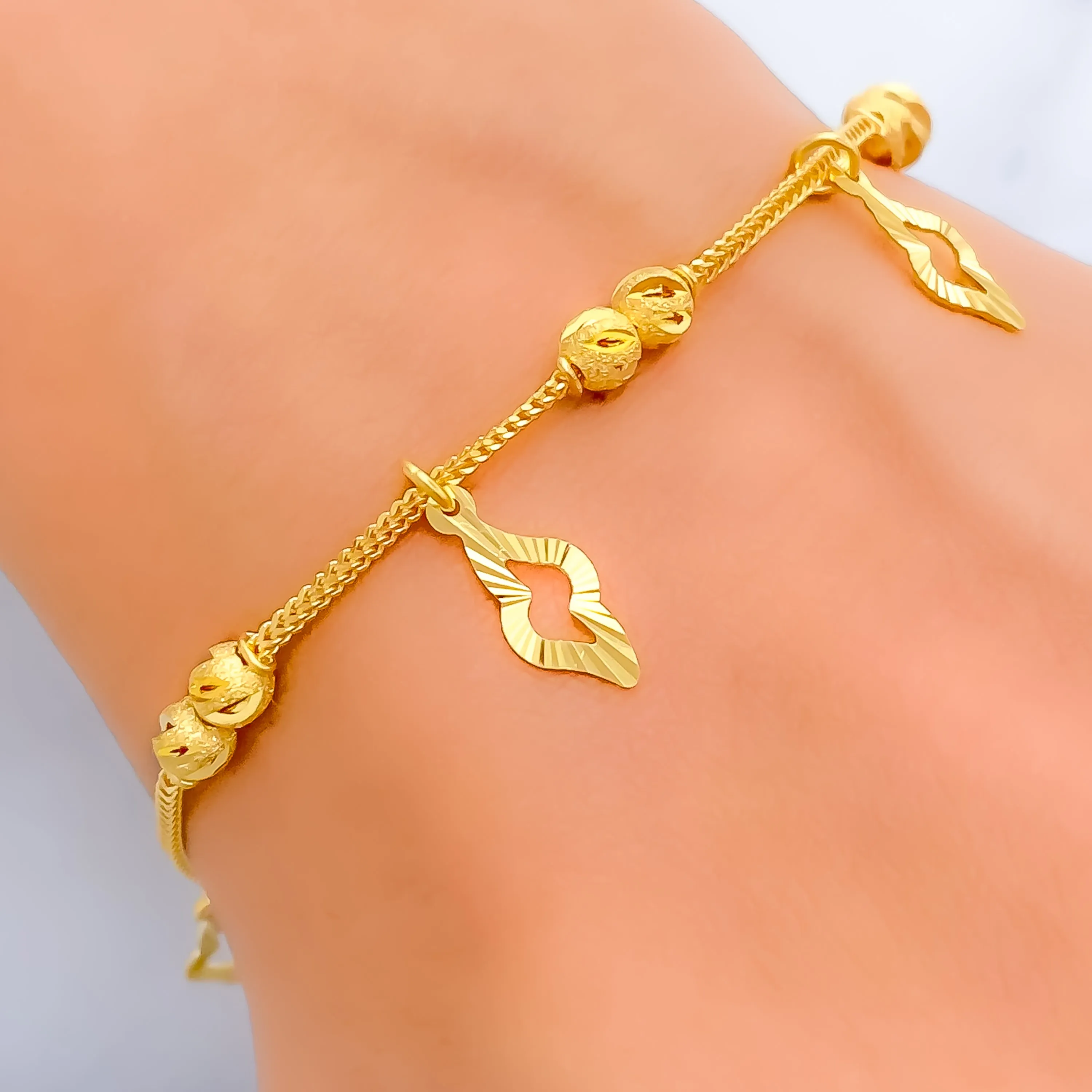Trendy Stylish 22k Gold Charm Bracelet