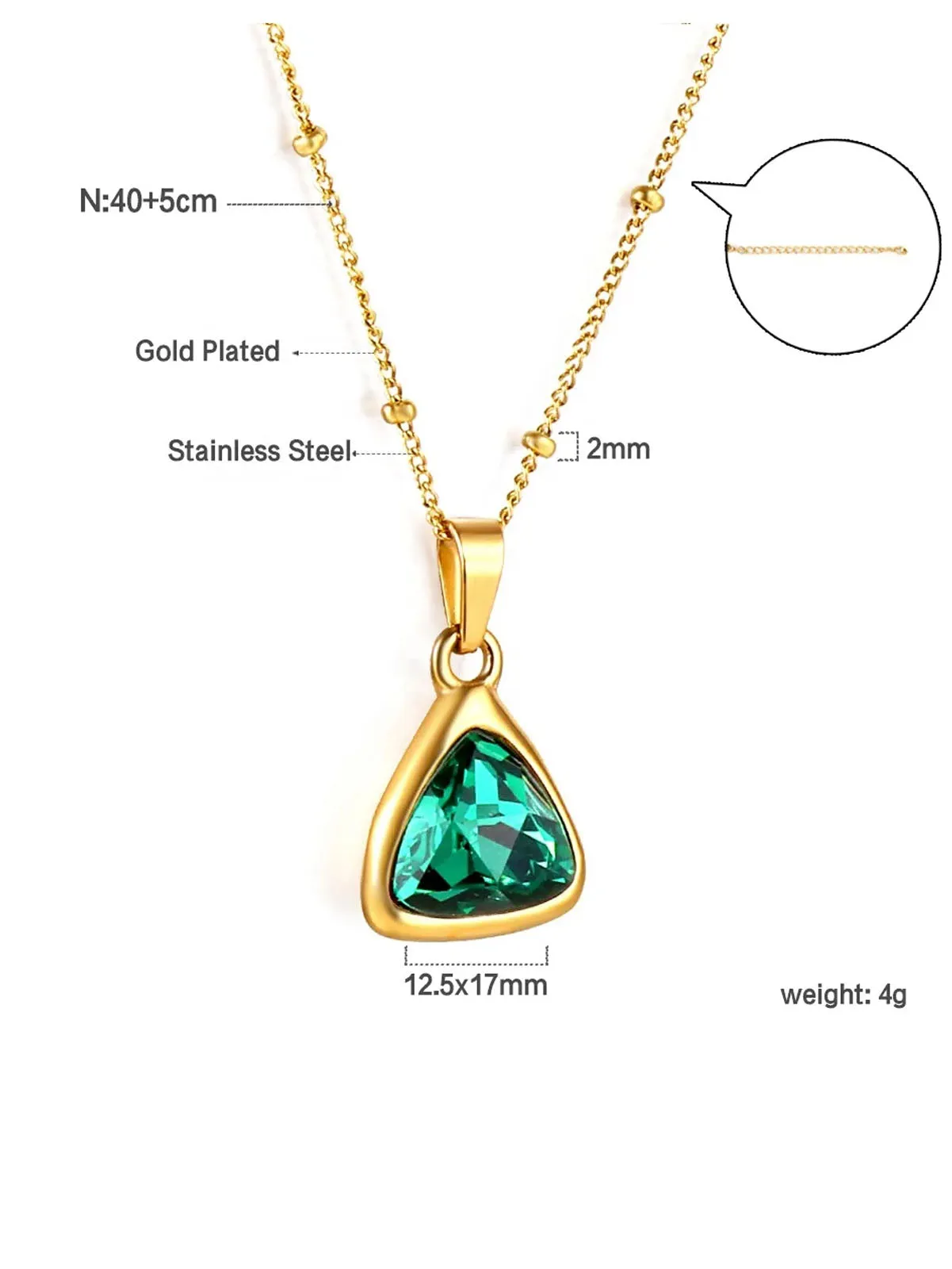 Triangle pendant stone necklace - FD ⚡