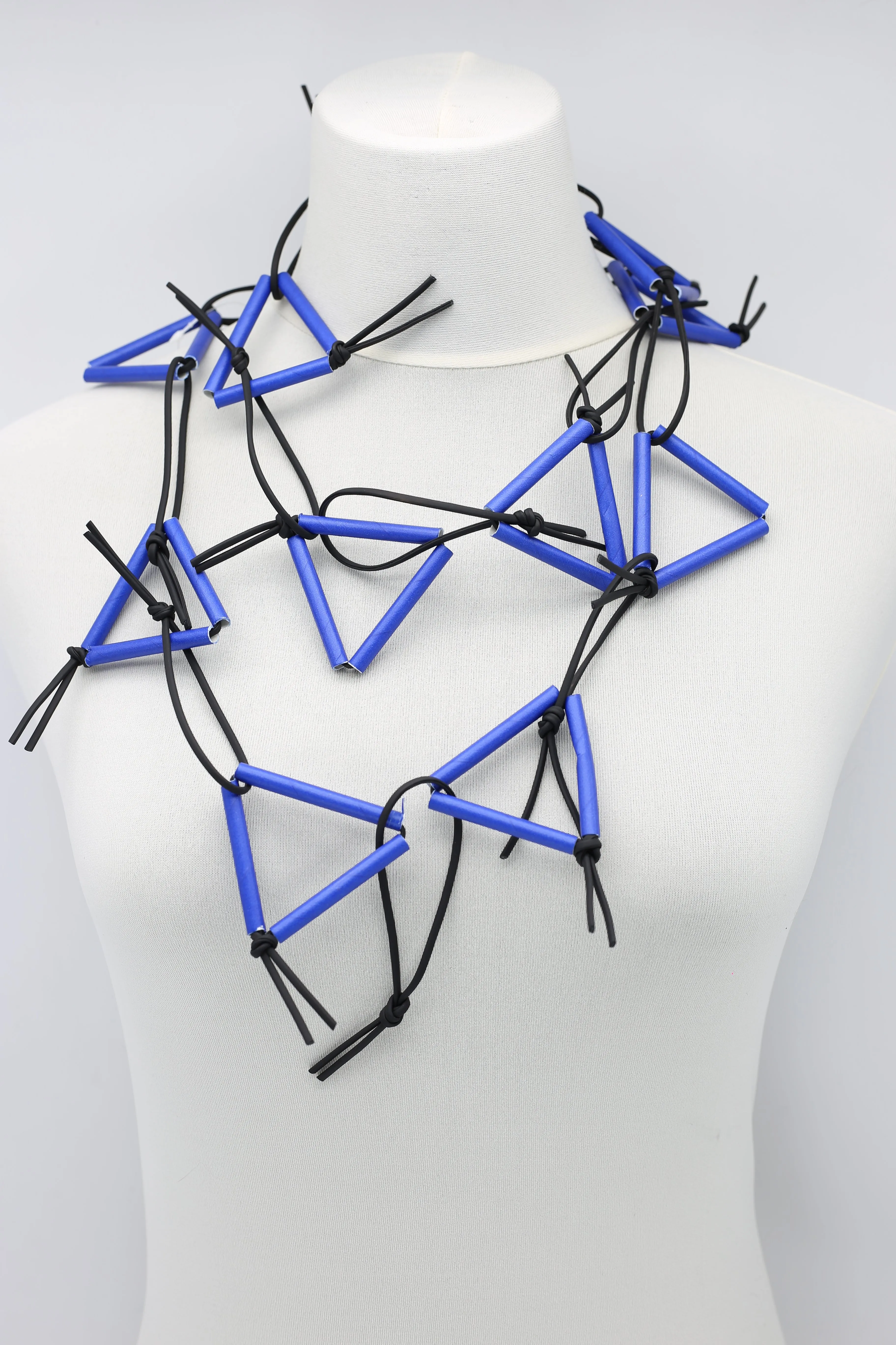 Triangular Paper Straw on Leatherette Chain Necklaces