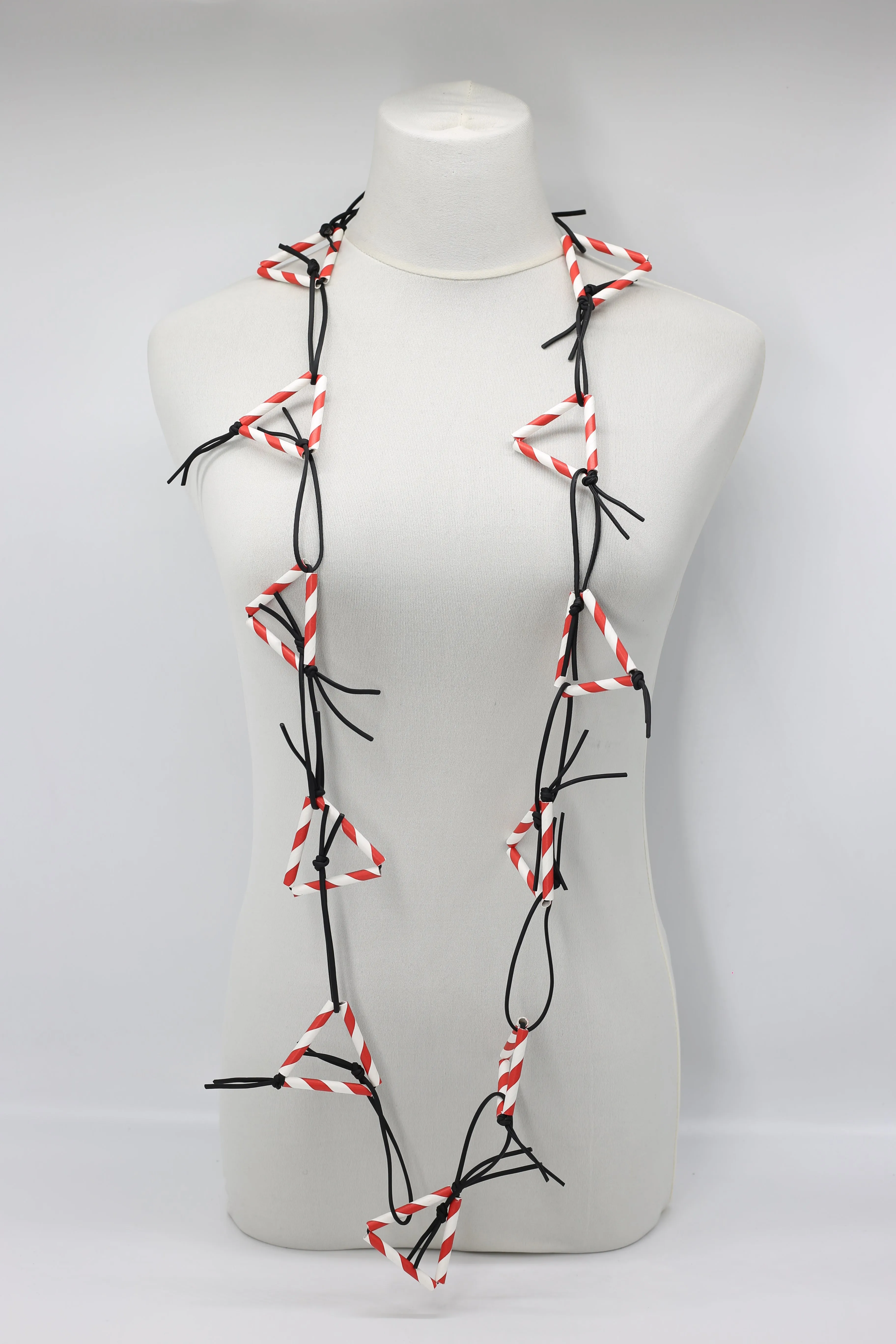 Triangular Paper Straw on Leatherette Chain Necklaces