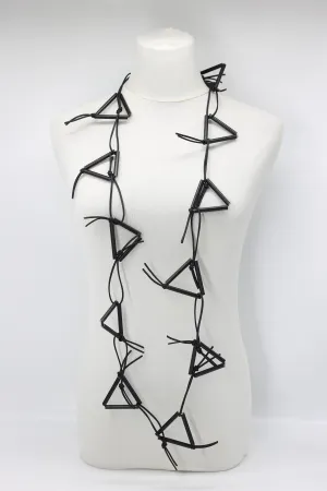 Triangular Paper Straw on Leatherette Chain Necklaces
