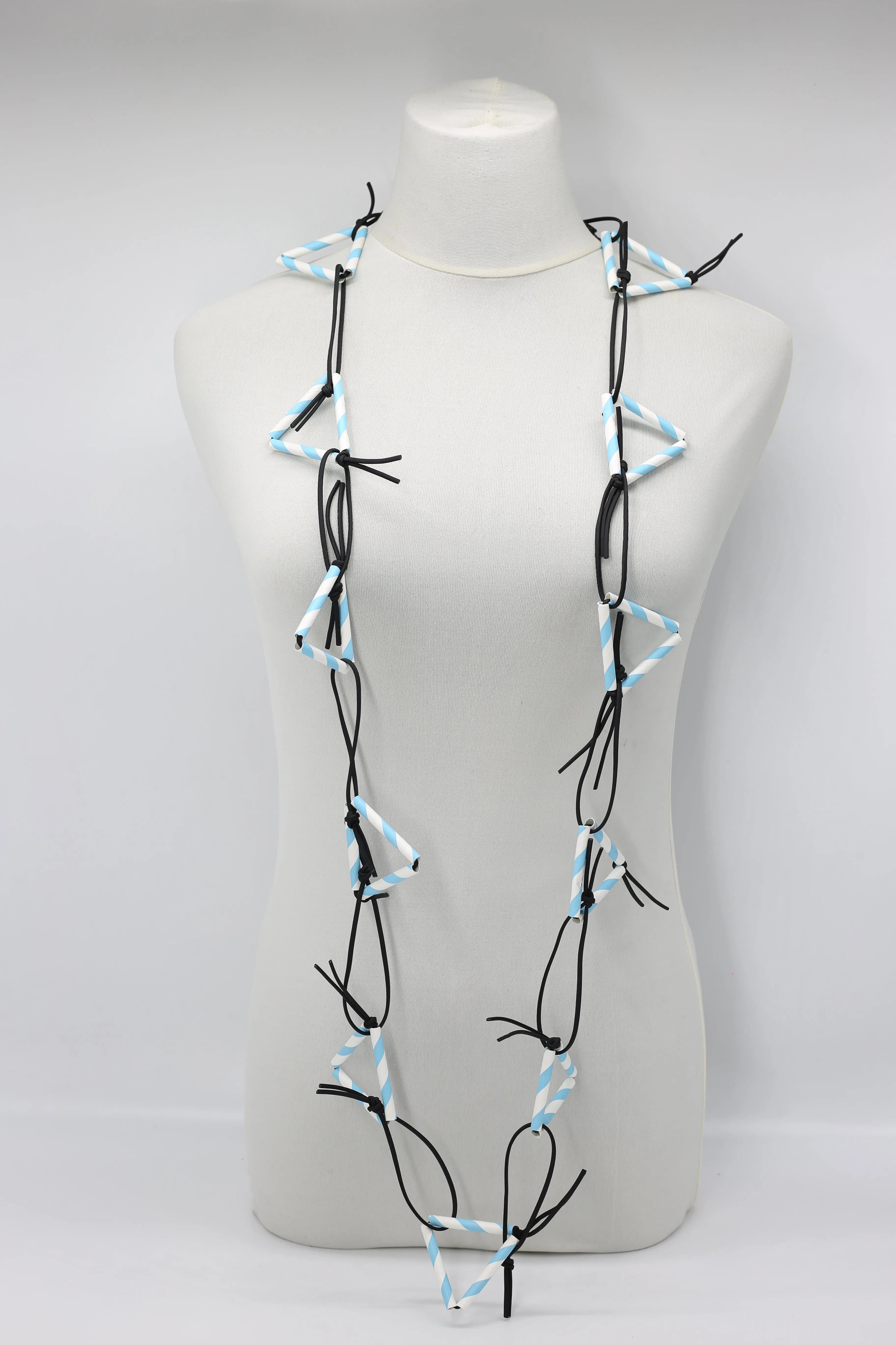 Triangular Paper Straw on Leatherette Chain Necklaces