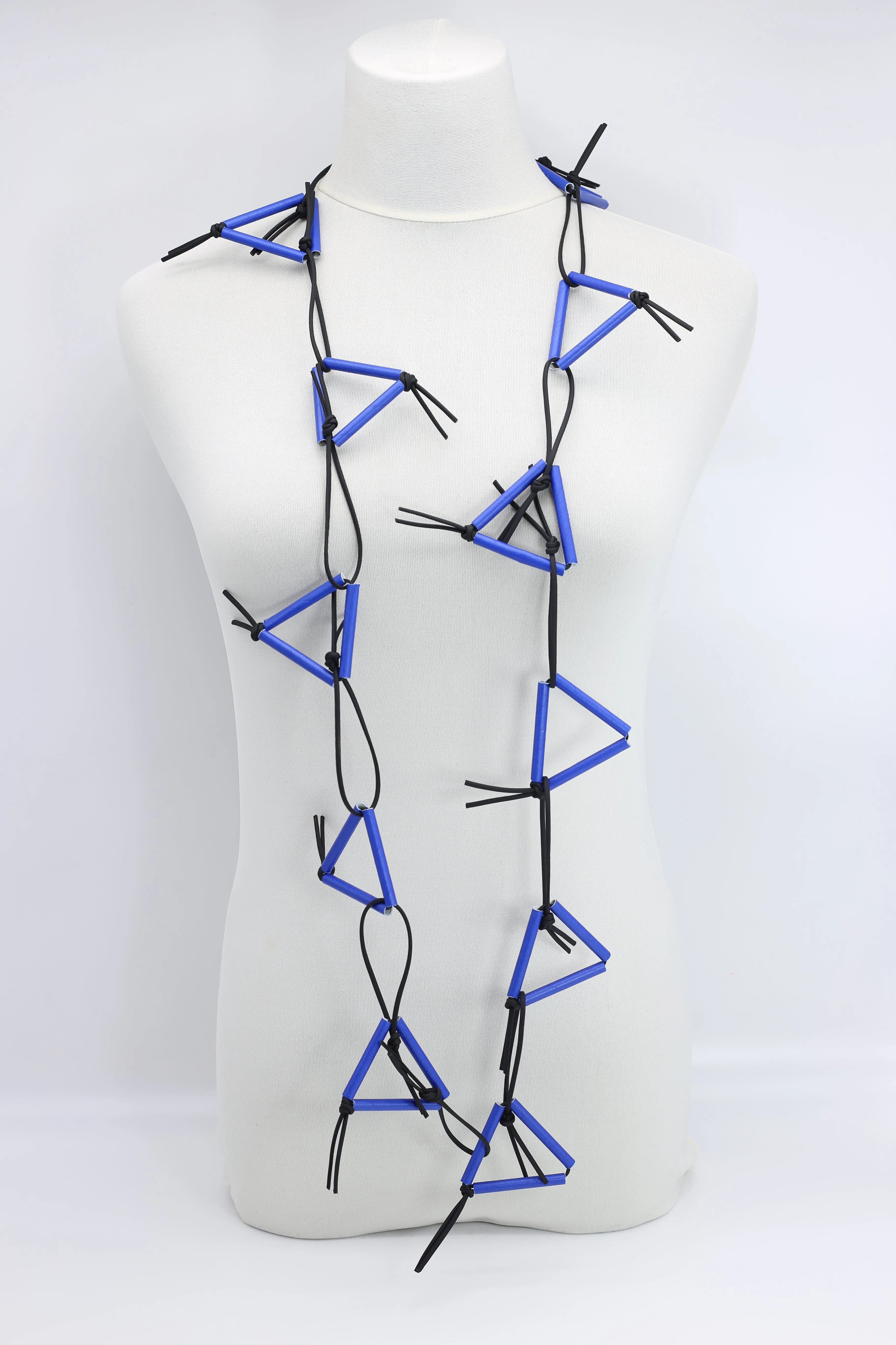 Triangular Paper Straw on Leatherette Chain Necklaces