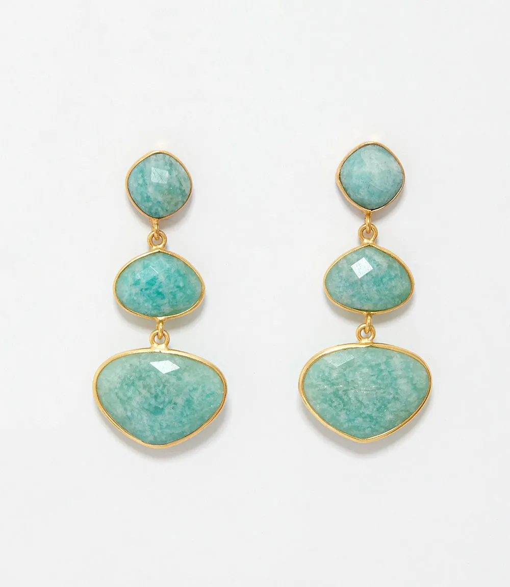 Triple Drop Gemstone Earrings