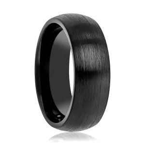 Tungsten Black Brushed Couple Matching Ring with Domed Edges - For Men and Women - 2MM - 12MM
