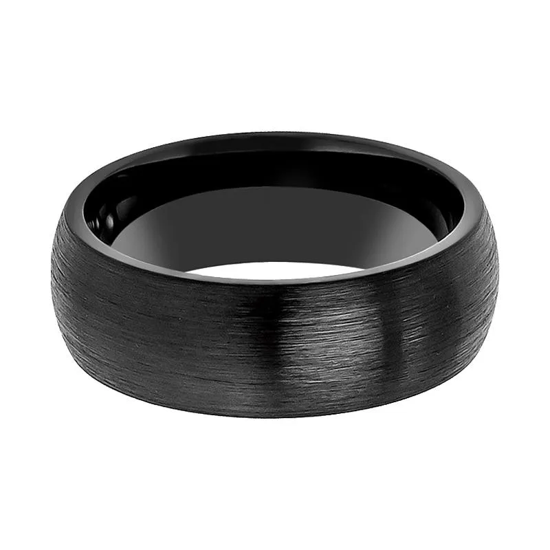 Tungsten Black Brushed Couple Matching Ring with Domed Edges - For Men and Women - 2MM - 12MM