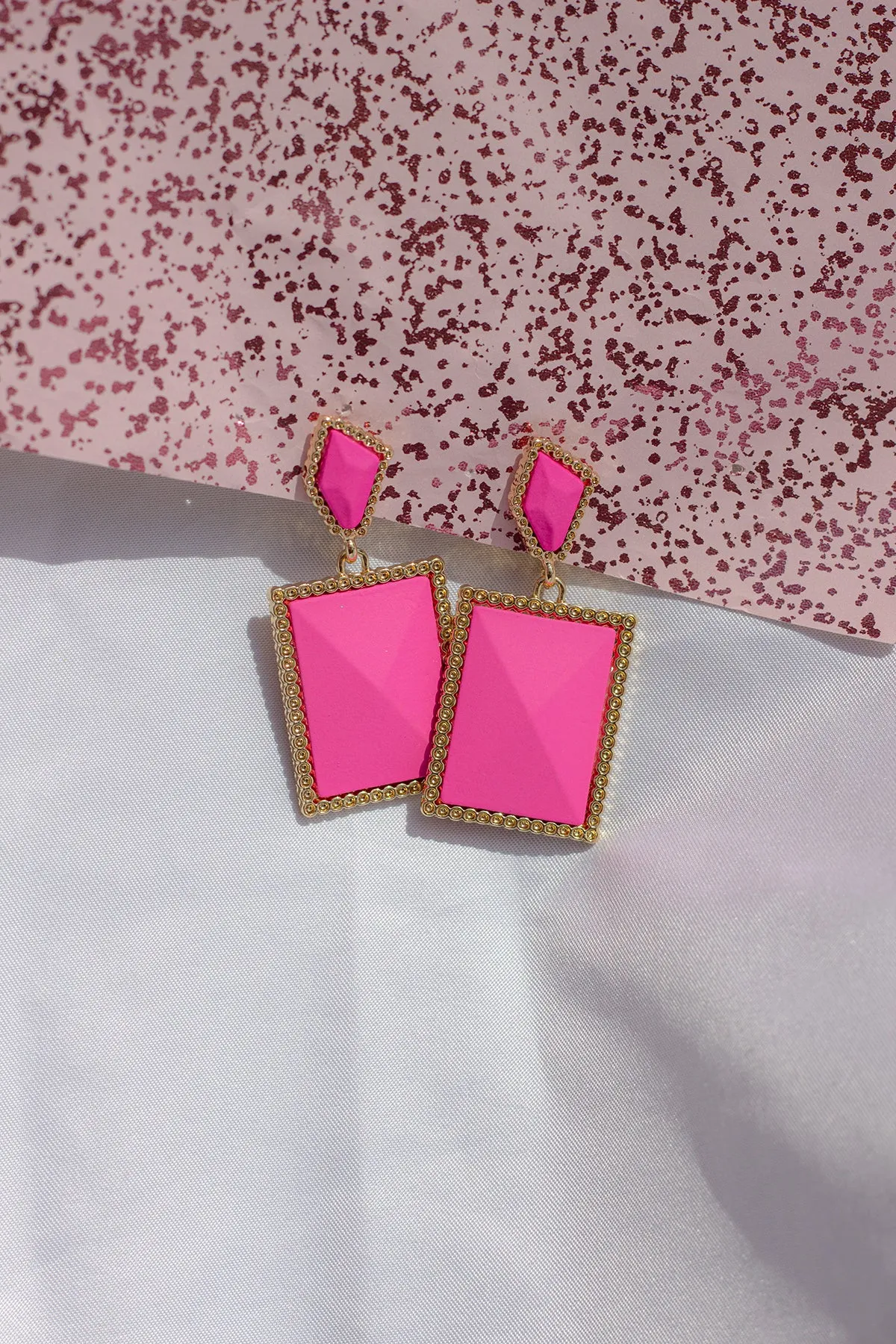 Two Tier Matte Jewel Border Earrings