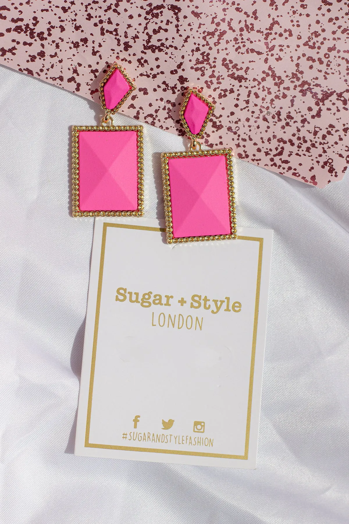 Two Tier Matte Jewel Border Earrings