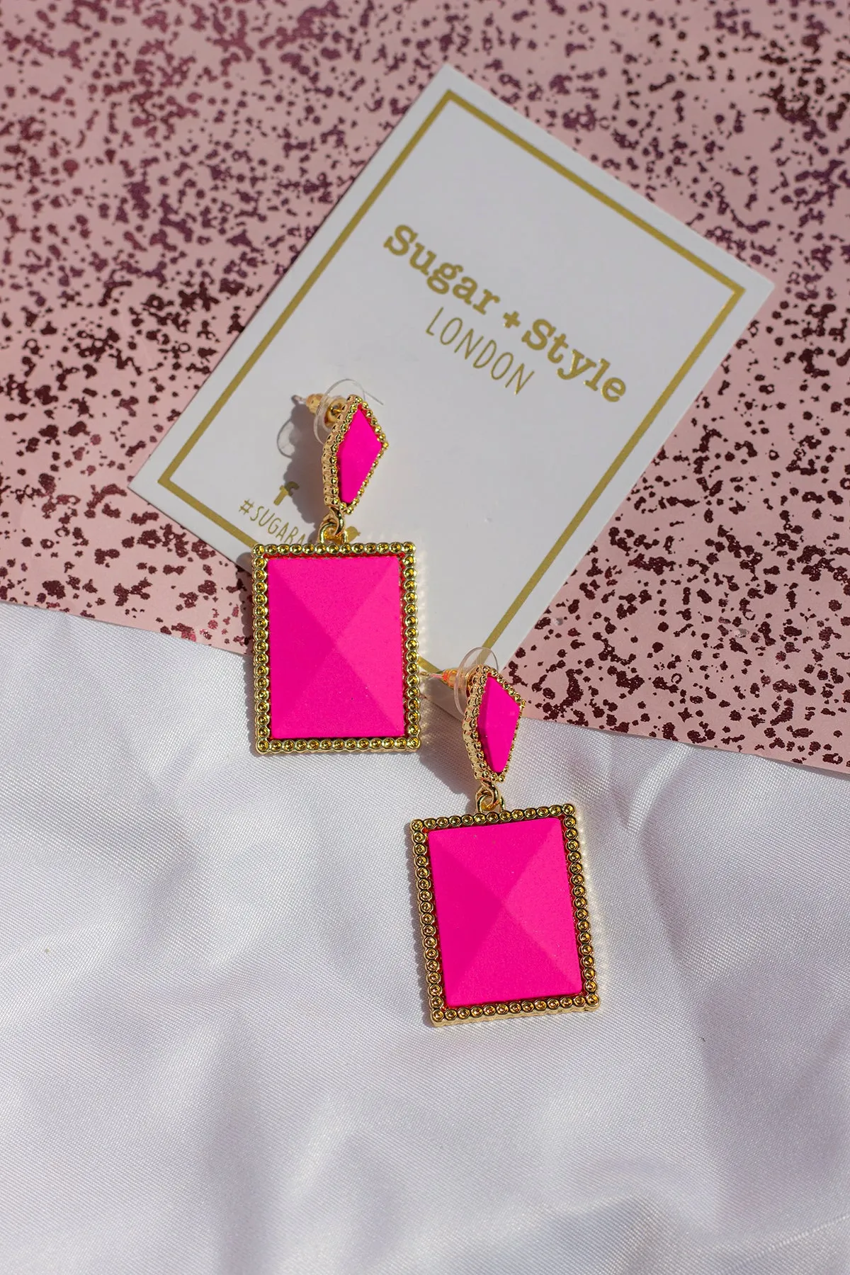 Two Tier Matte Jewel Border Earrings