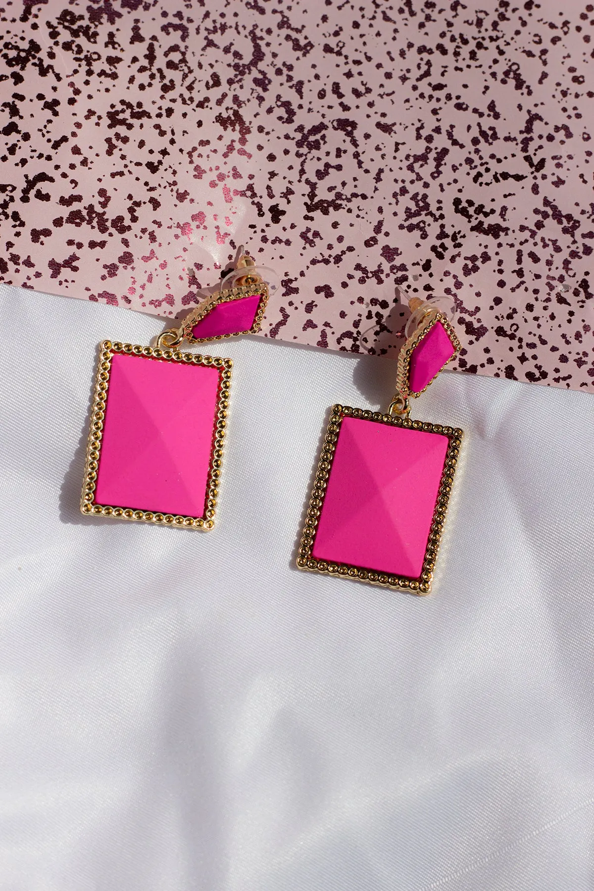 Two Tier Matte Jewel Border Earrings