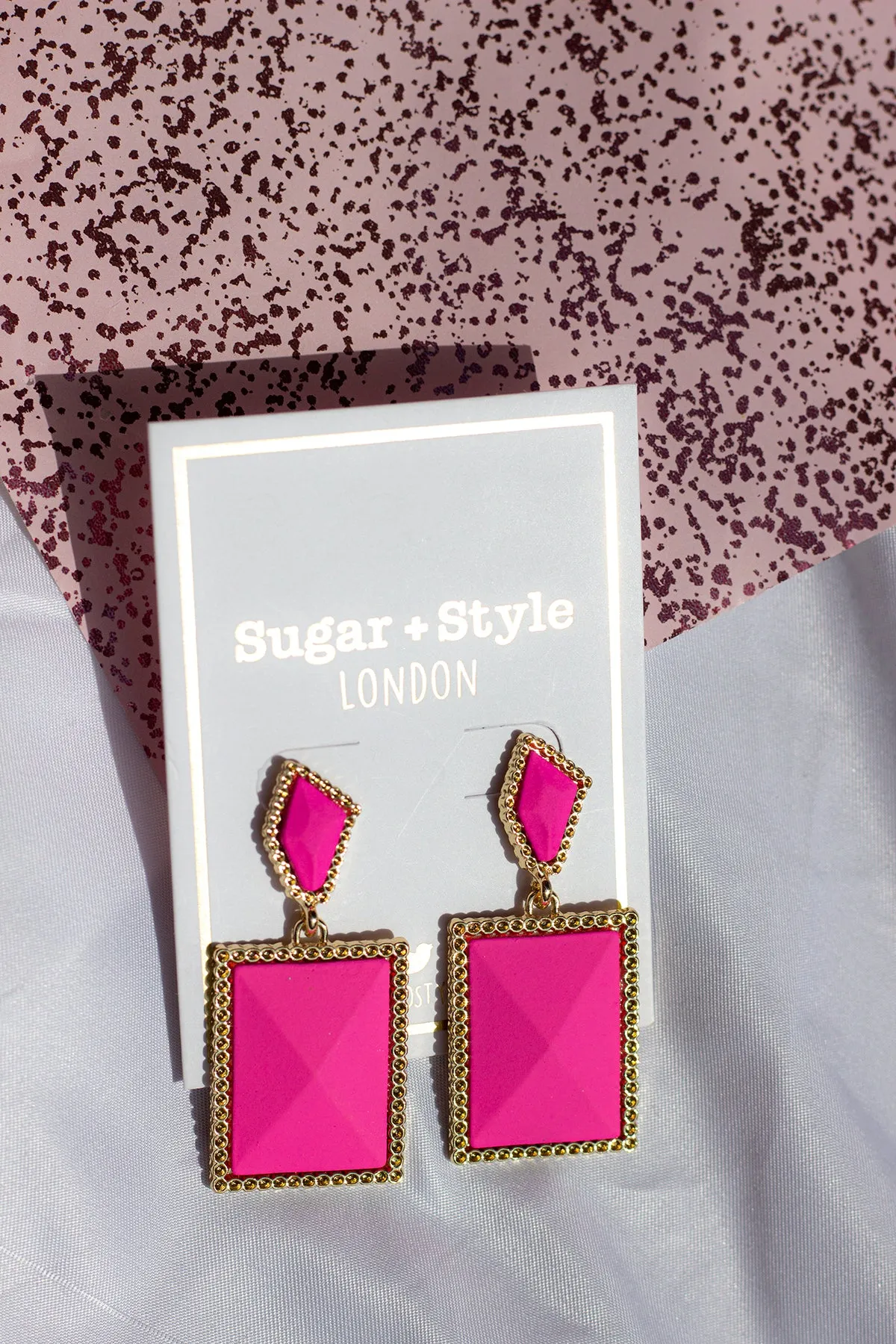Two Tier Matte Jewel Border Earrings