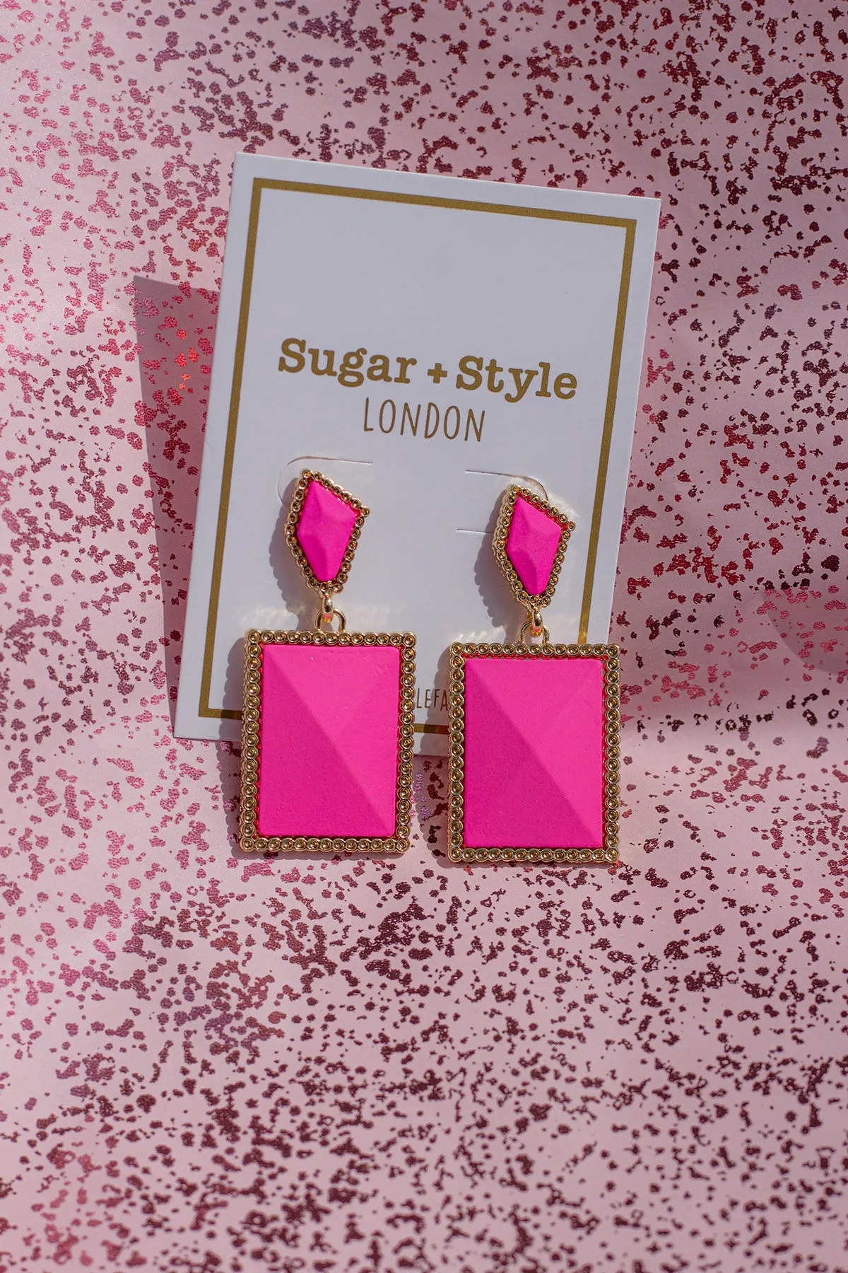 Two Tier Matte Jewel Border Earrings