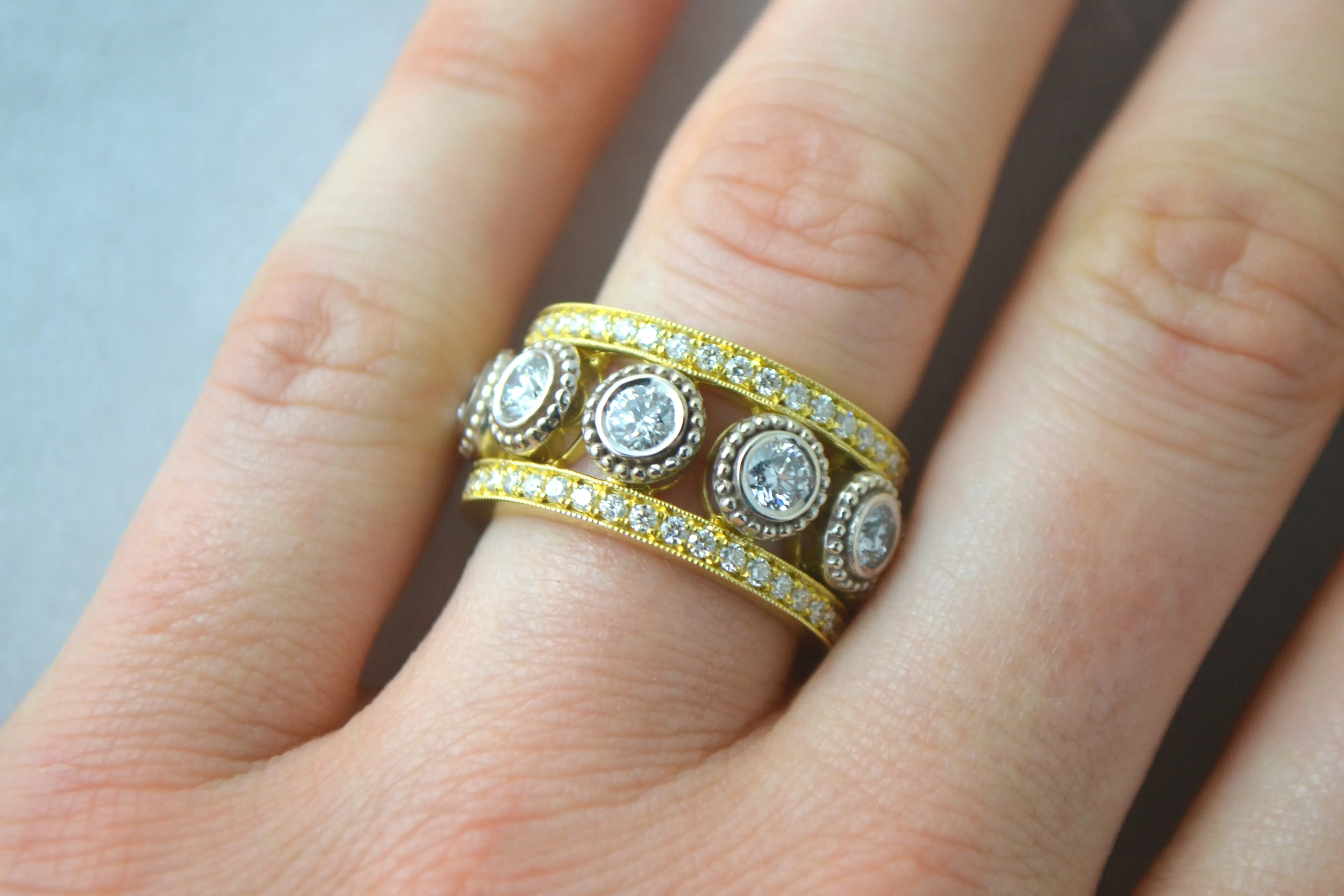 Two-Tone Diamond and Pave Band