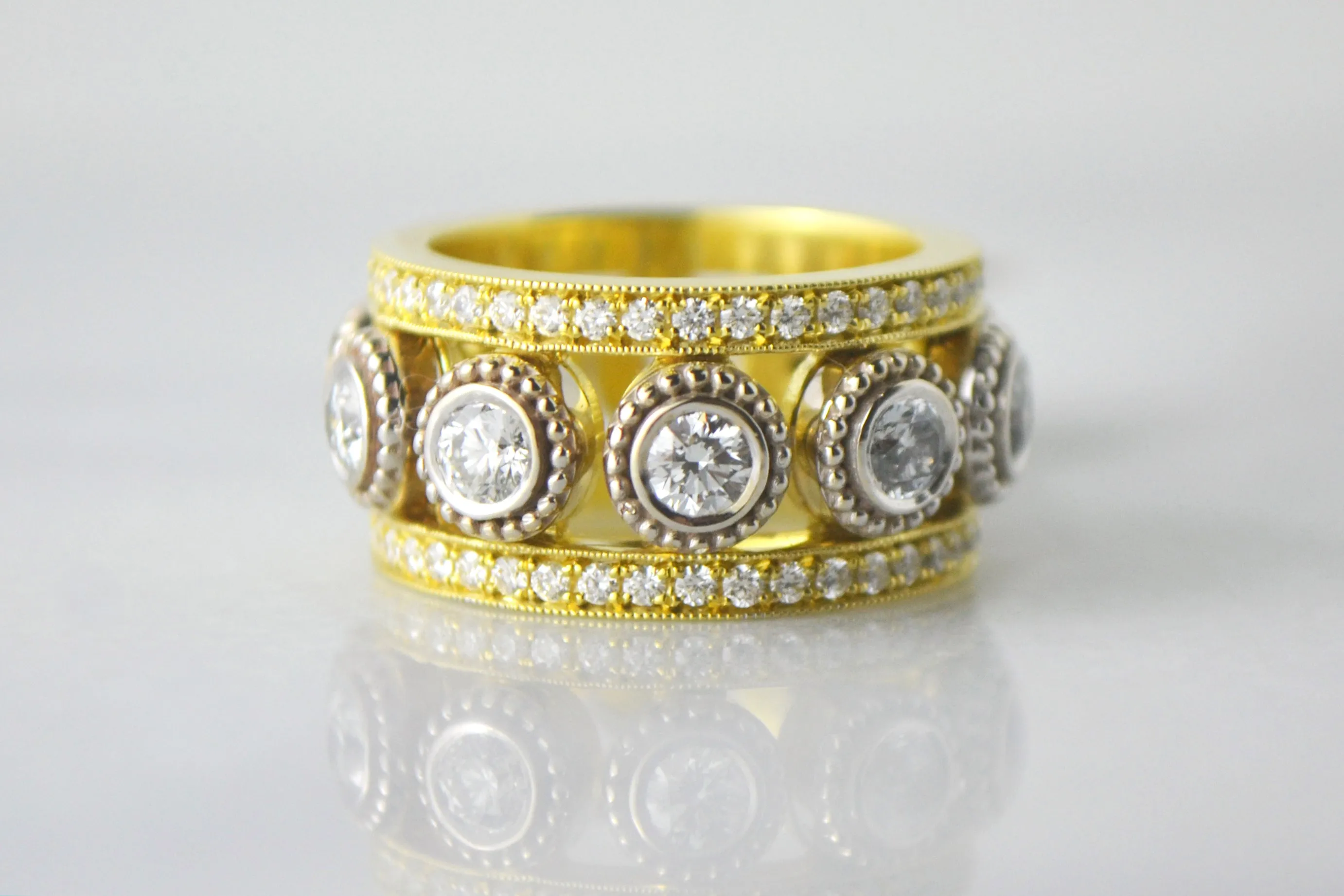Two-Tone Diamond and Pave Band