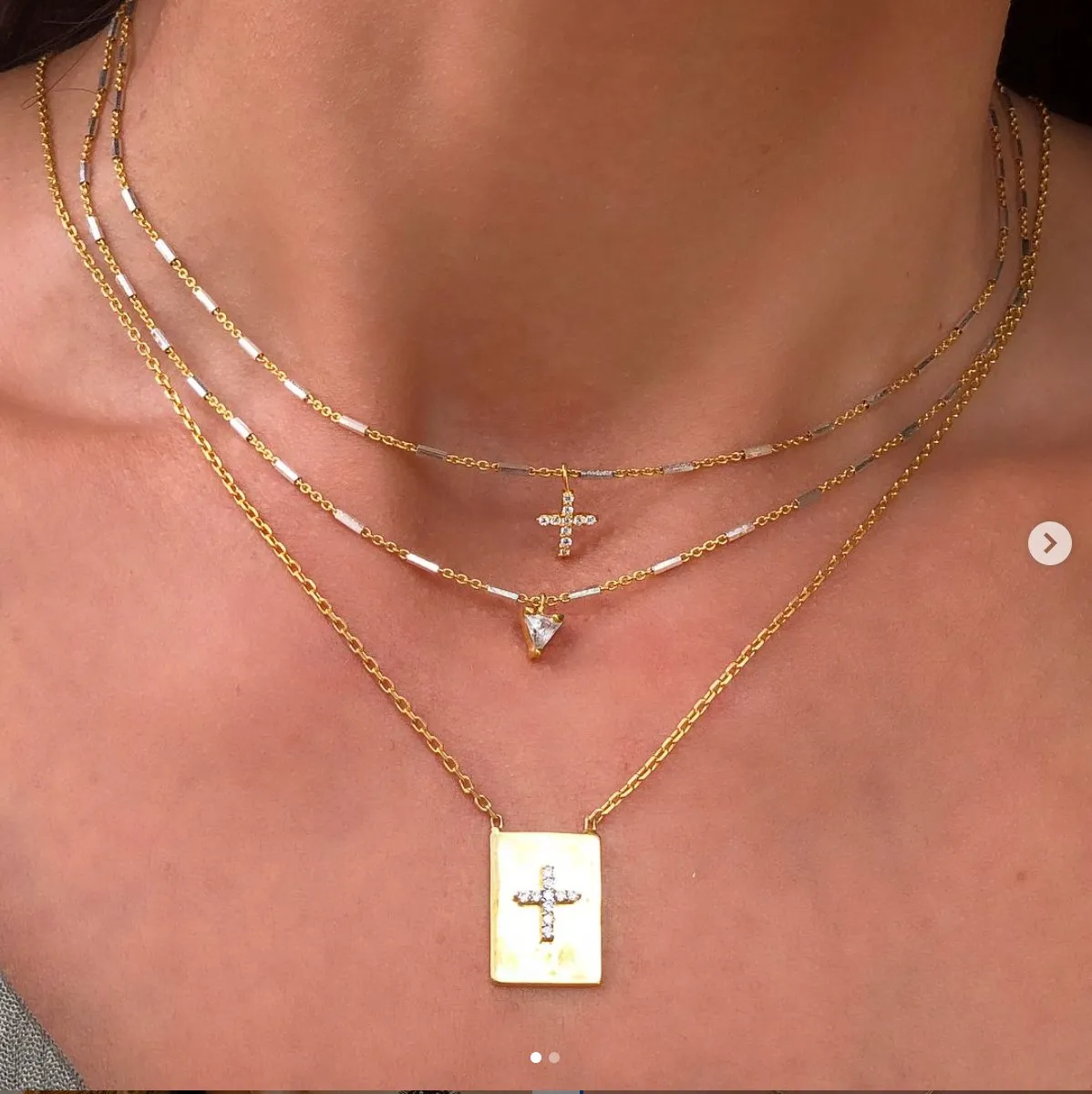 Two-Tone Trillion Charm Necklace