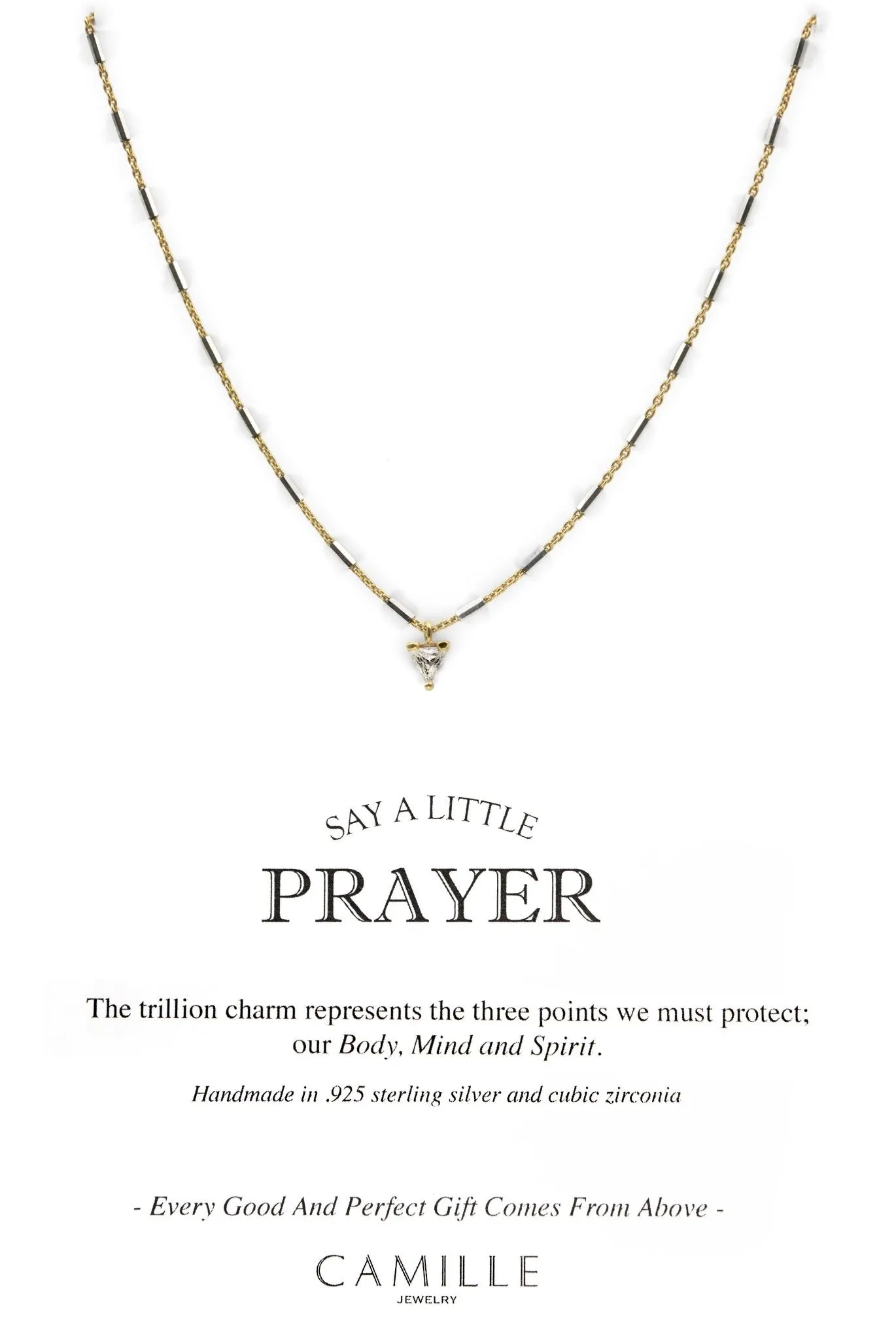 Two-Tone Trillion Charm Necklace