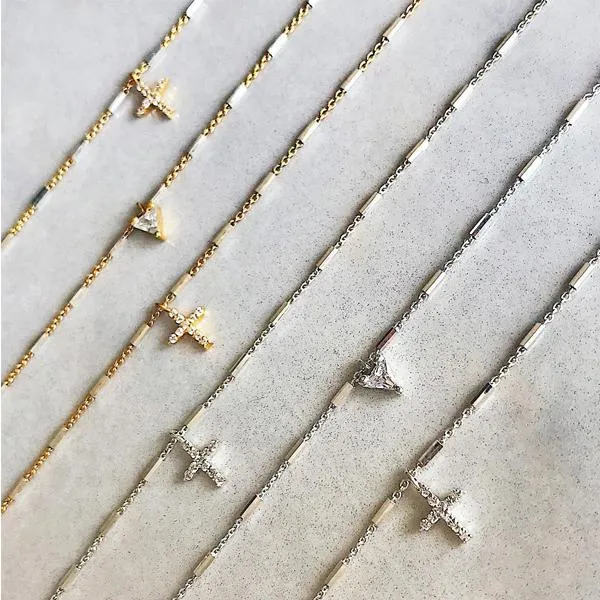 Two-Tone Trillion Charm Necklace