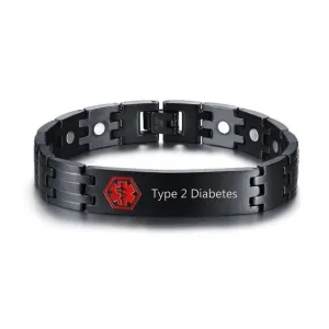 Type 2 Diabetes: Stainless Steel Linked Bracelet Medi-Alert 21cm