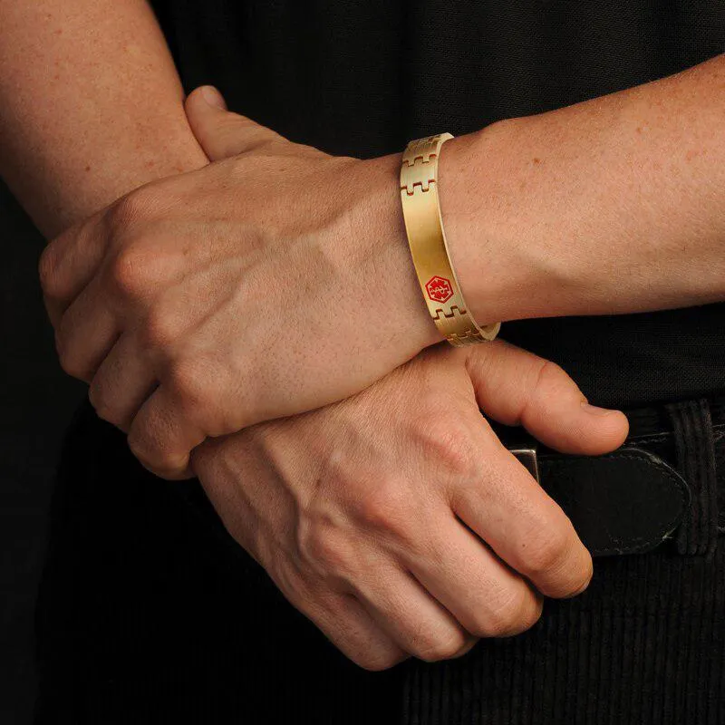 Type 2 Diabetes: Stainless Steel Linked Bracelet Medi-Alert 21cm