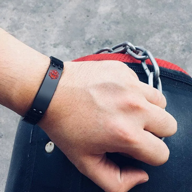 Type 2 Diabetes: Stainless Steel Linked Bracelet Medi-Alert 21cm