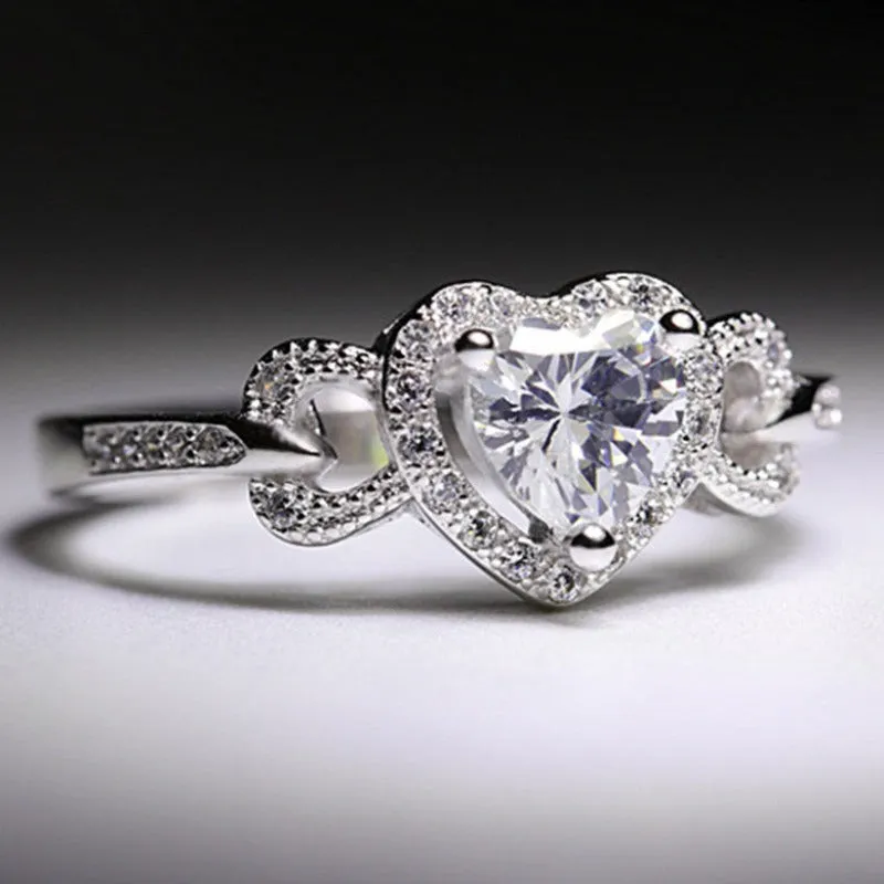 Unique Bridal Heart Engagement Ring For Women Wedding Jewellery
