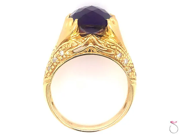 Unique Designer Amethyst & Diamond Ring, 5.00 Carat, 18K Yellow Gold