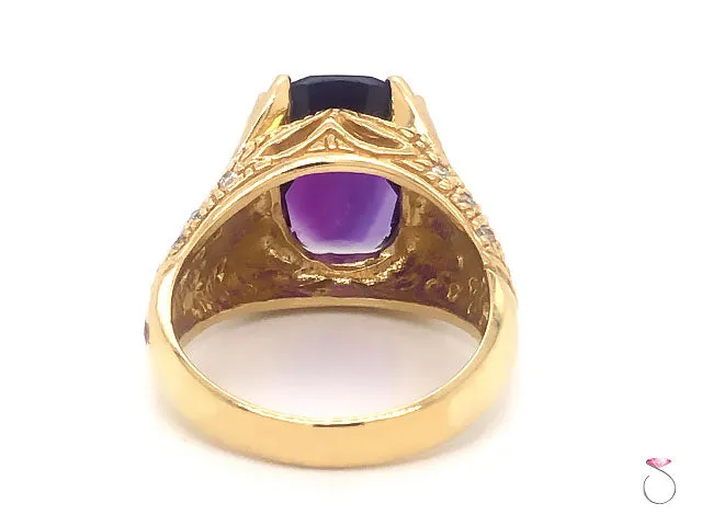 Unique Designer Amethyst & Diamond Ring, 5.00 Carat, 18K Yellow Gold