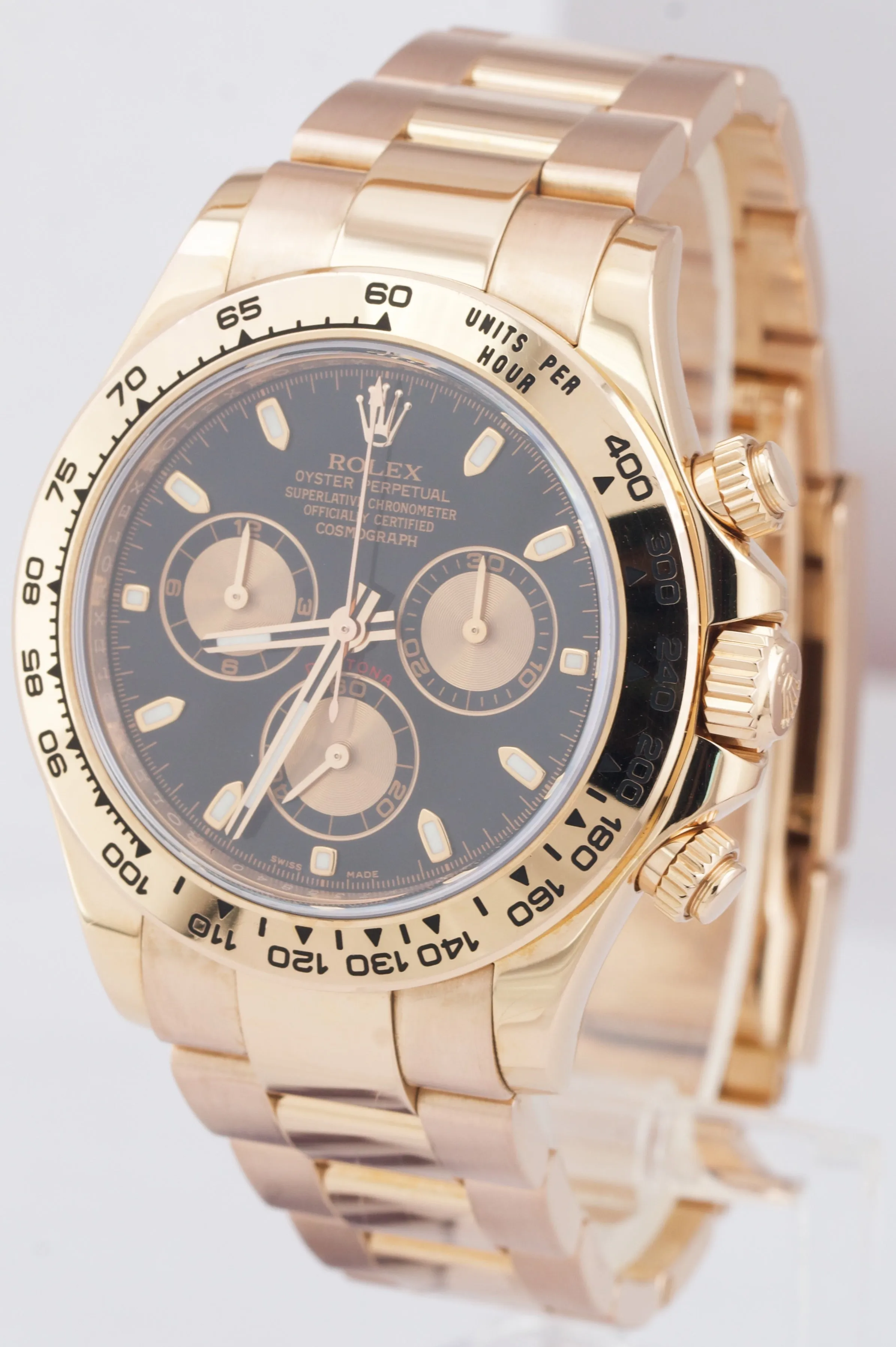 UNPOLISHED Rolex Daytona Cosmograph Black 40mm 18K Rose Gold Watch 116505 PAPERS