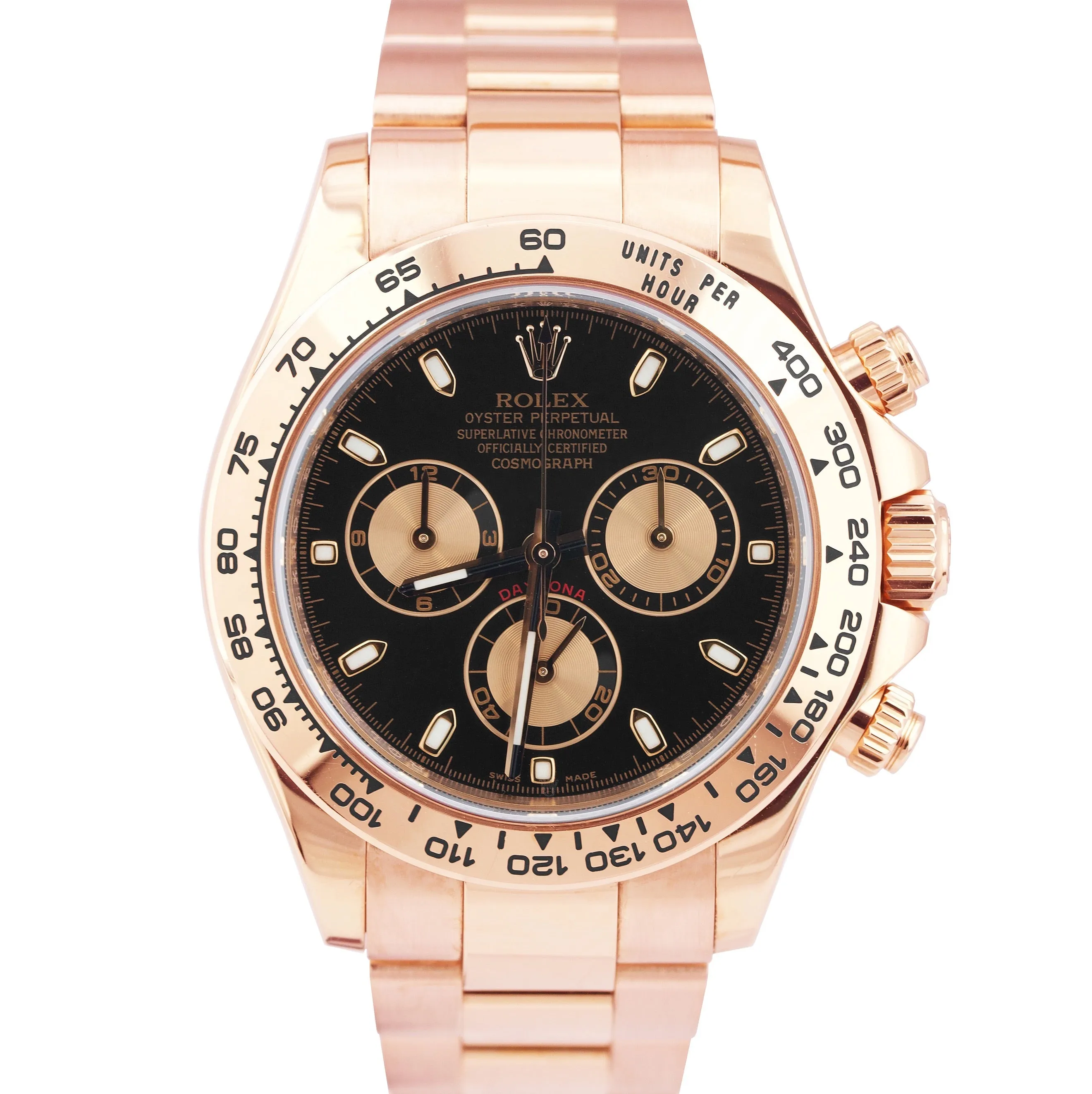 UNPOLISHED Rolex Daytona Cosmograph Black 40mm 18K Rose Gold Watch 116505 PAPERS