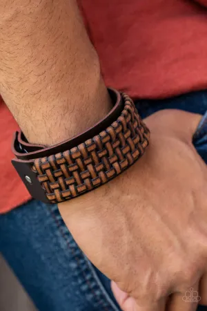 Urban Expansion - Brown - Wicker Leather Paparazzi Urban Wrap Bracelet - 2022 GLOW Convention Exclusive