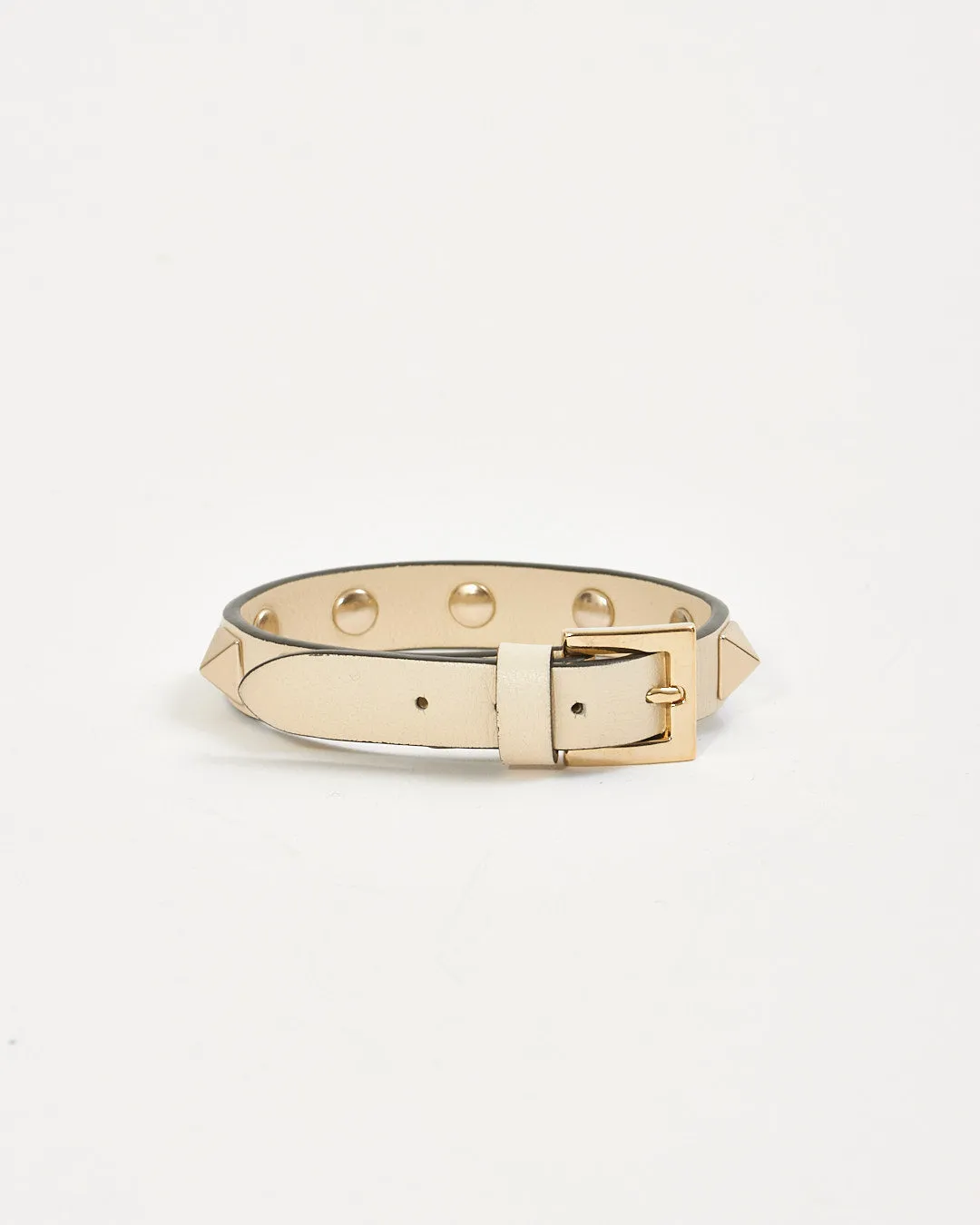 Valentino Beige Leather Rockstud Bracelet - S