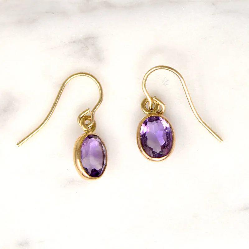 Vibrant Amethyst in Gold Drop Earrings