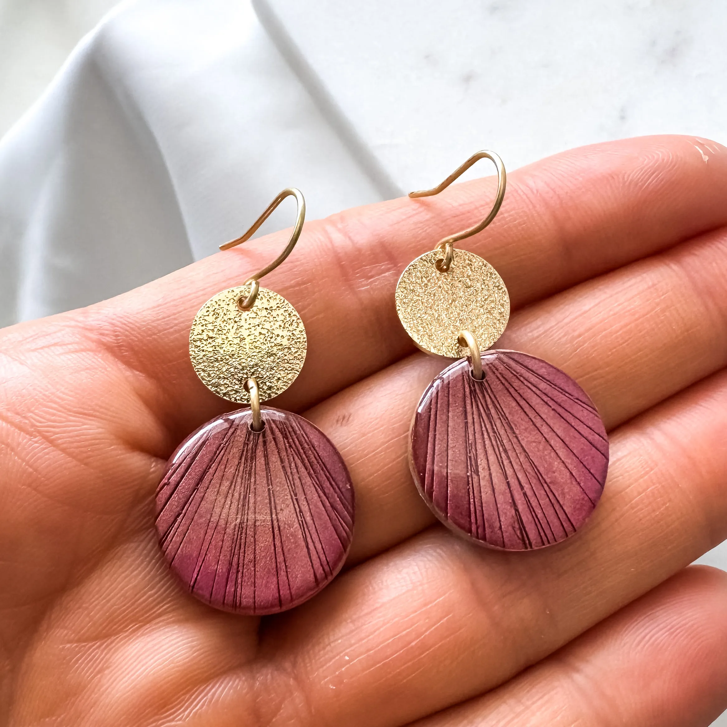 Vibrant Cranberry Red Clay Statement Earrings