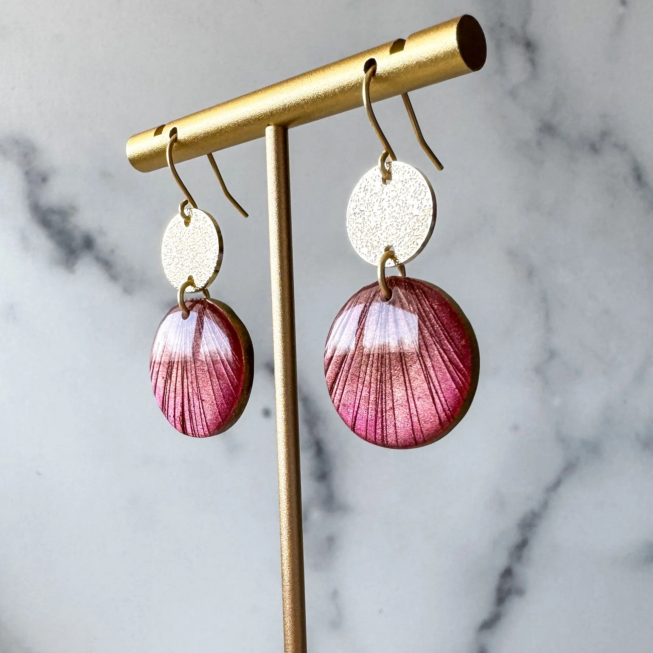 Vibrant Cranberry Red Clay Statement Earrings