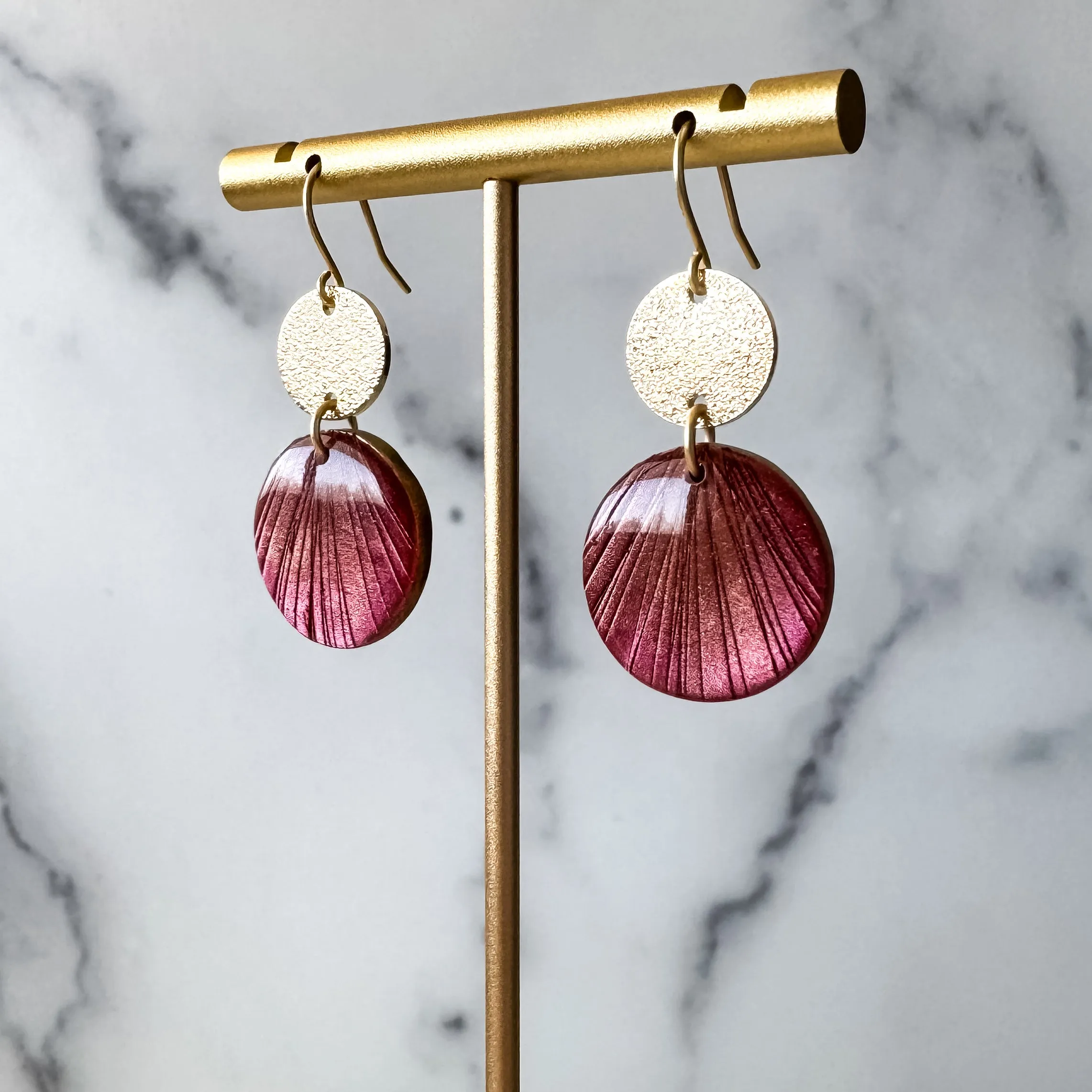 Vibrant Cranberry Red Clay Statement Earrings