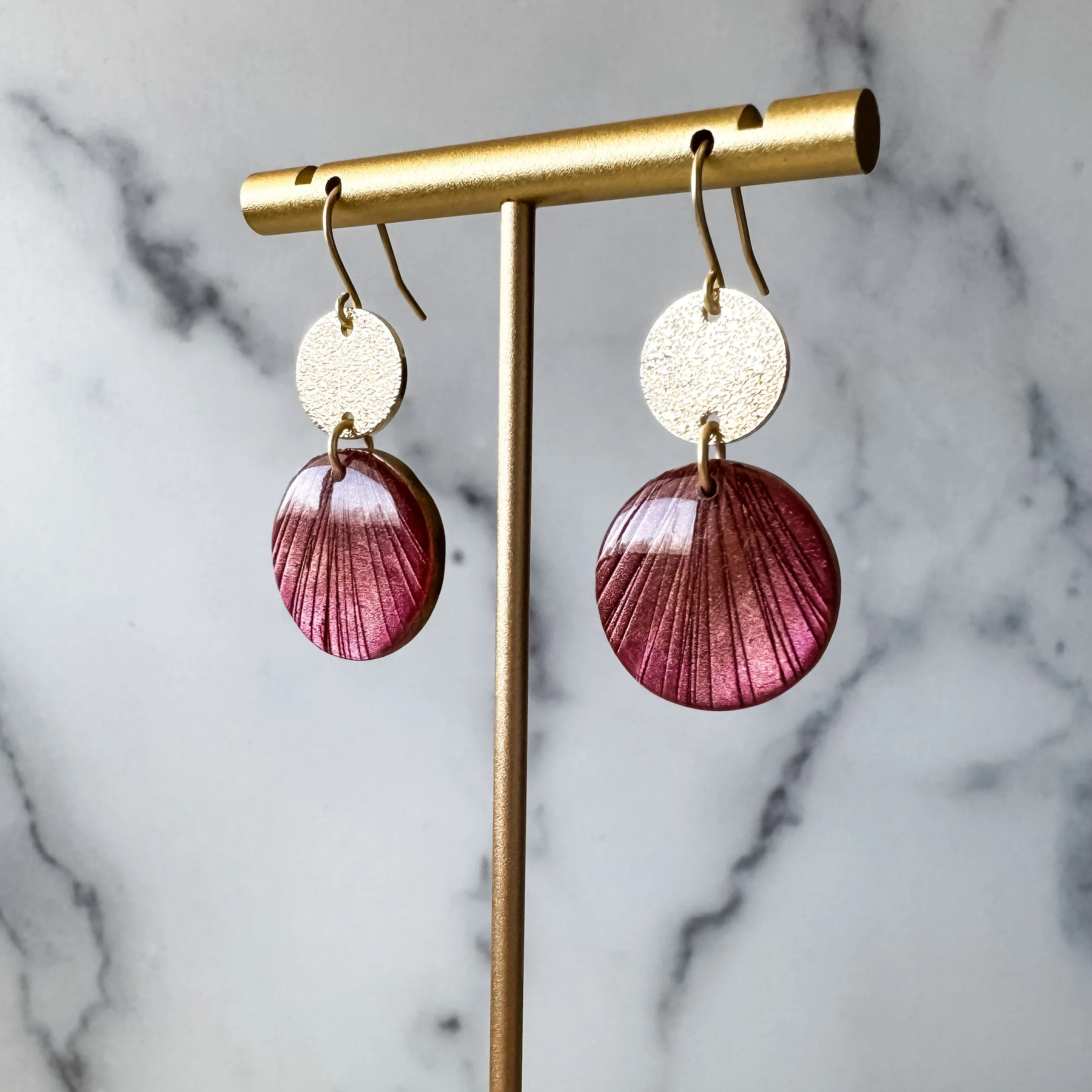 Vibrant Cranberry Red Clay Statement Earrings
