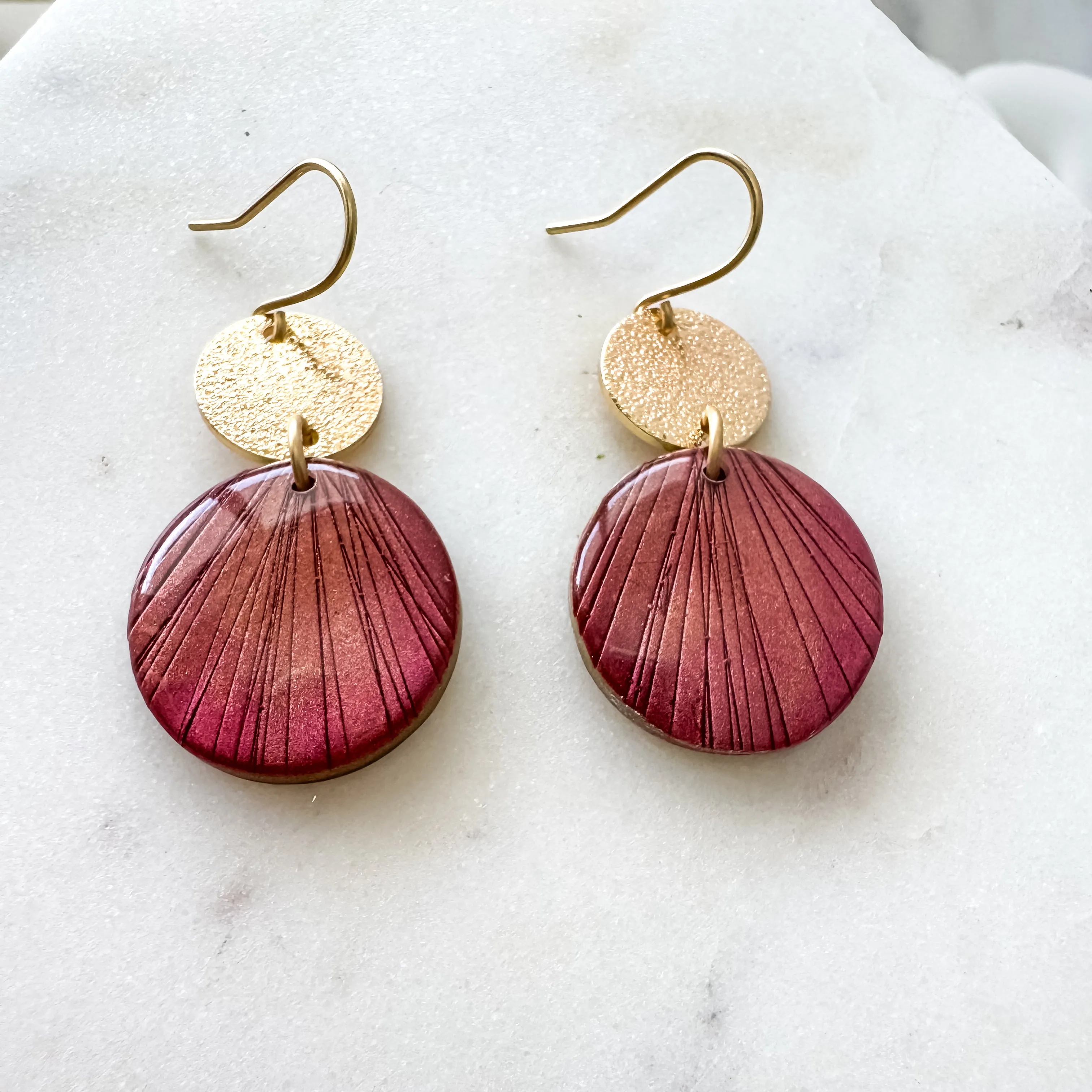 Vibrant Cranberry Red Clay Statement Earrings