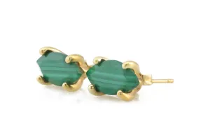 Vibrant Dainty Green Malachite Gold Earrings