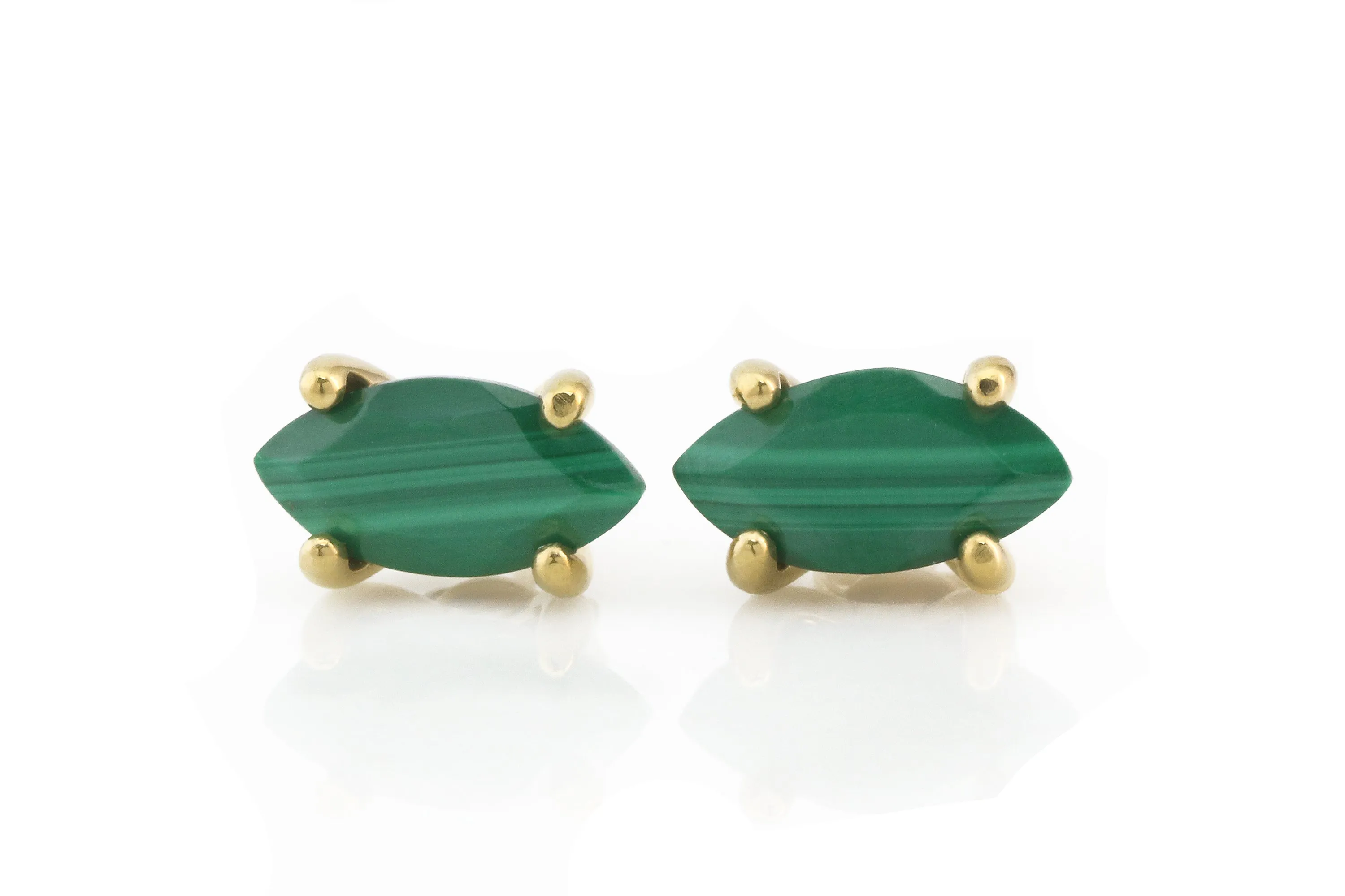 Vibrant Dainty Green Malachite Gold Earrings