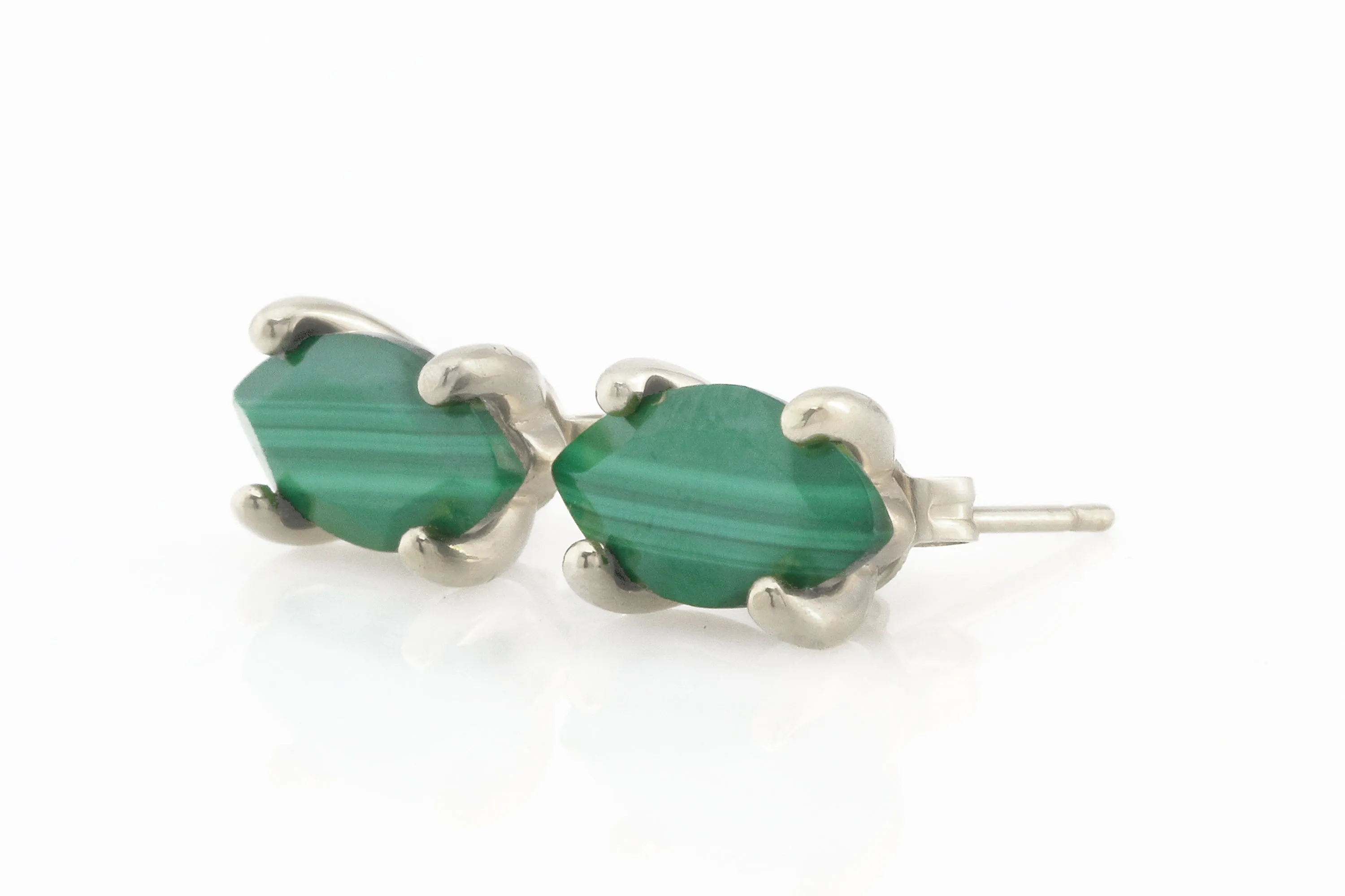 Vibrant Dainty Green Malachite Gold Earrings