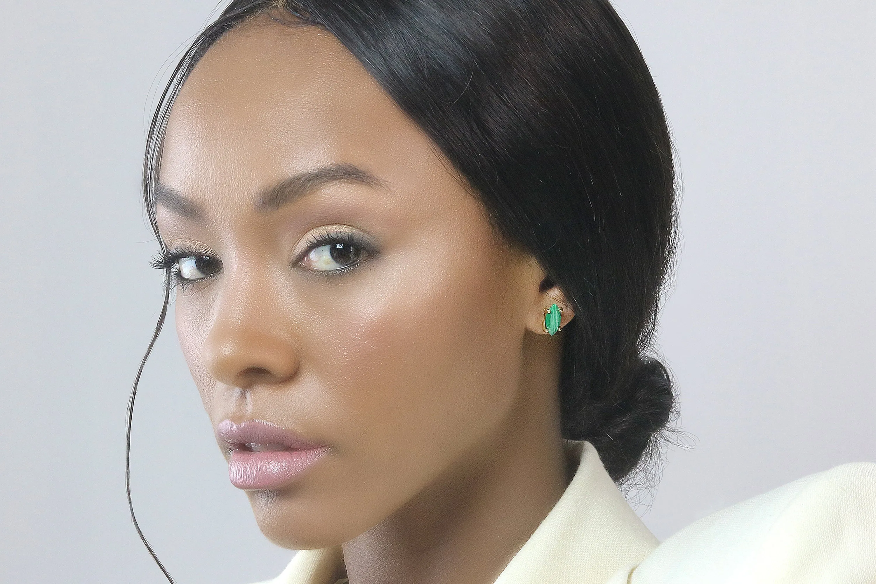 Vibrant Dainty Green Malachite Gold Earrings