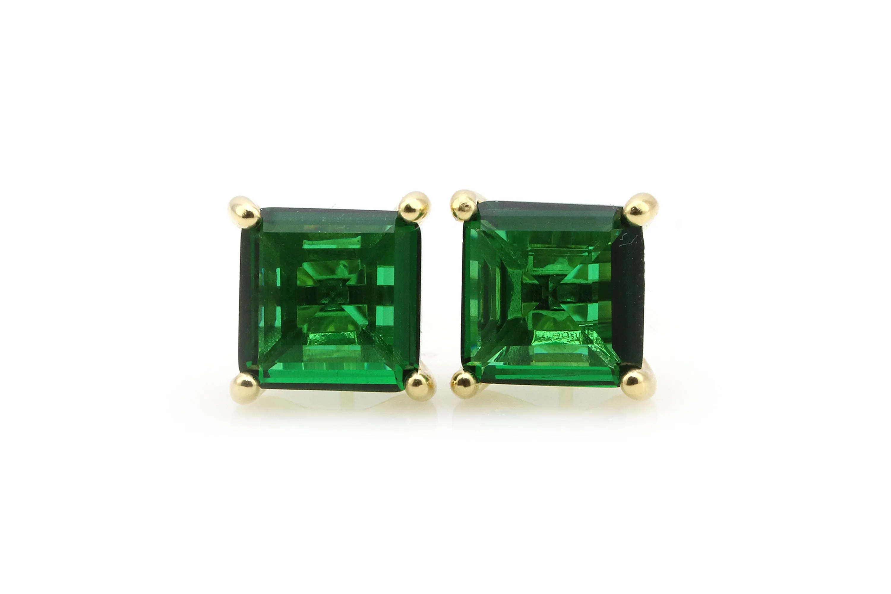 Vibrant Emerald Gold Earrings